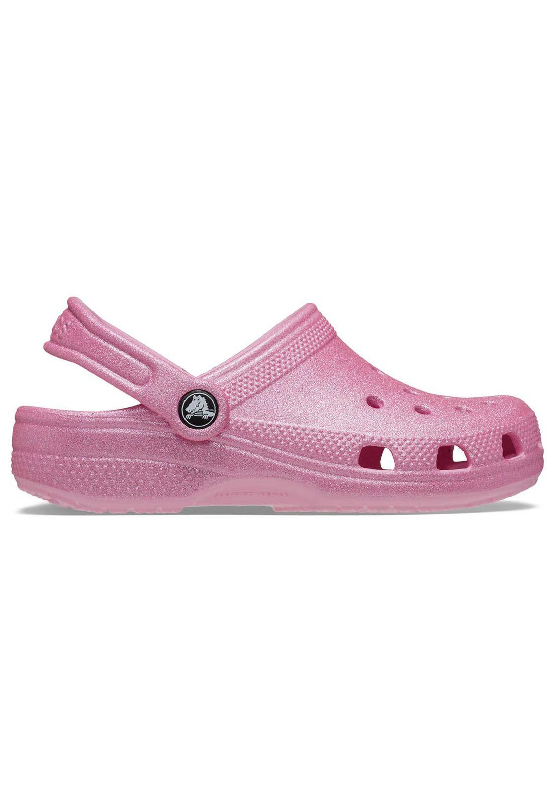 Zueco Crocs Niño Cls Glitter Clog K Rosado-0