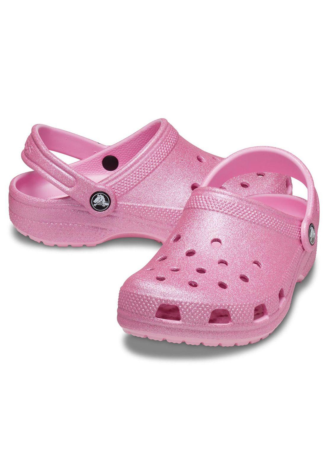 Zueco Crocs Niño Cls Glitter Clog K Rosado-3