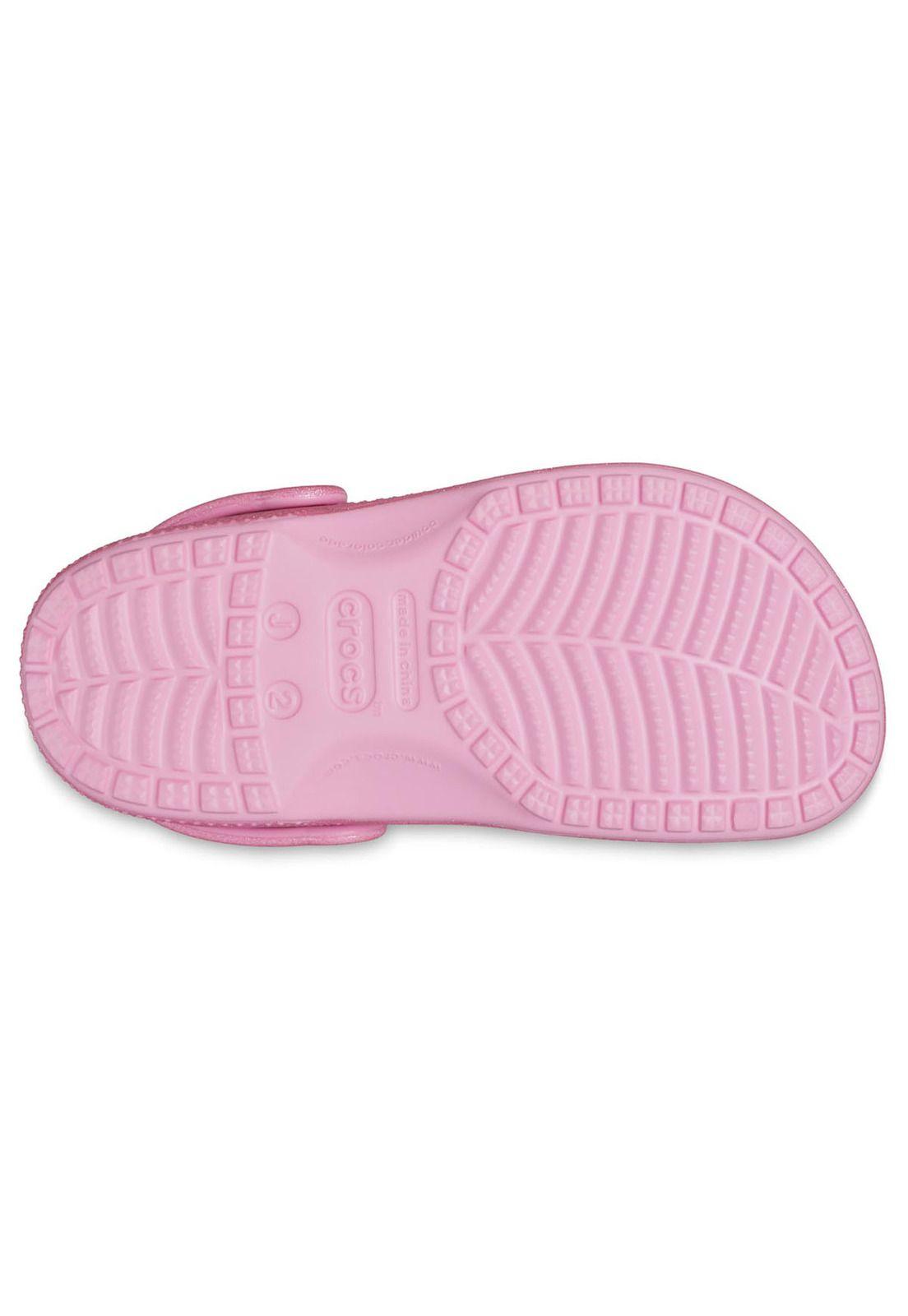 Zueco Crocs Niño Cls Glitter Clog K Rosado-5