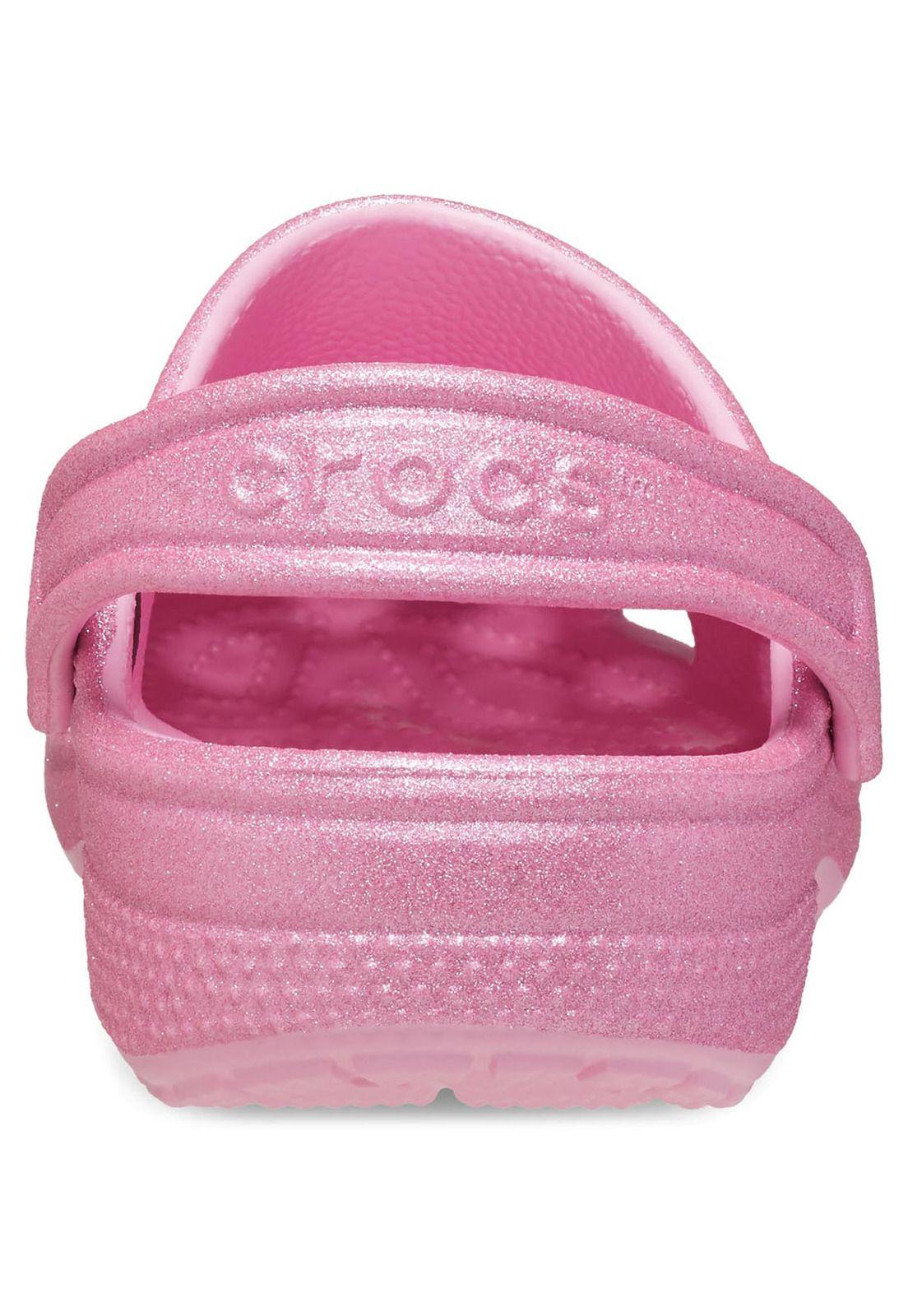 Zueco Crocs Niño Cls Glitter Clog K Rosado-7