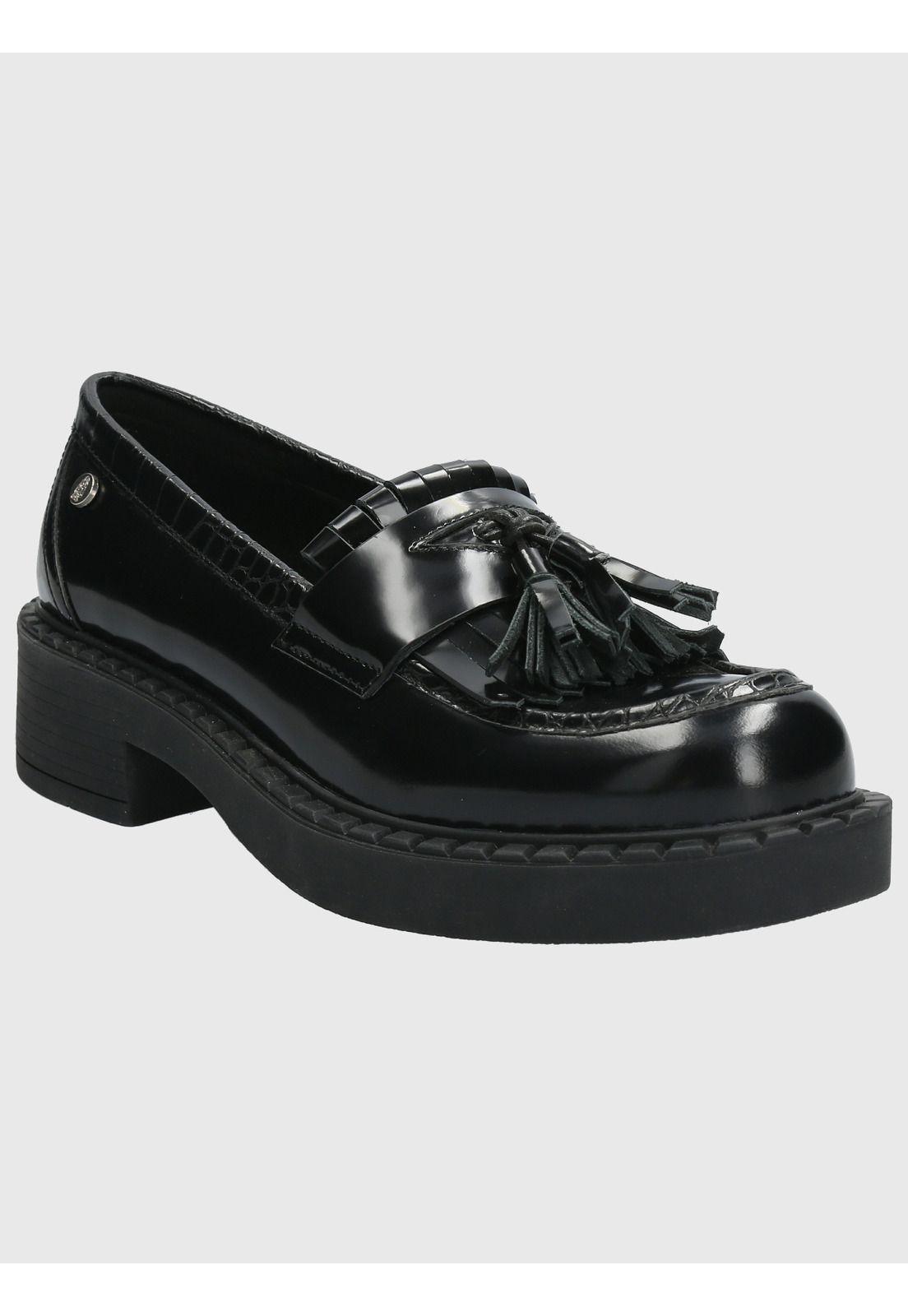 Mocasín Cuero Mujer Dania Negro-0