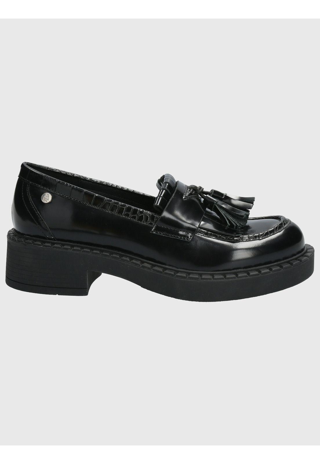 Mocasín Cuero Mujer Dania Negro-1