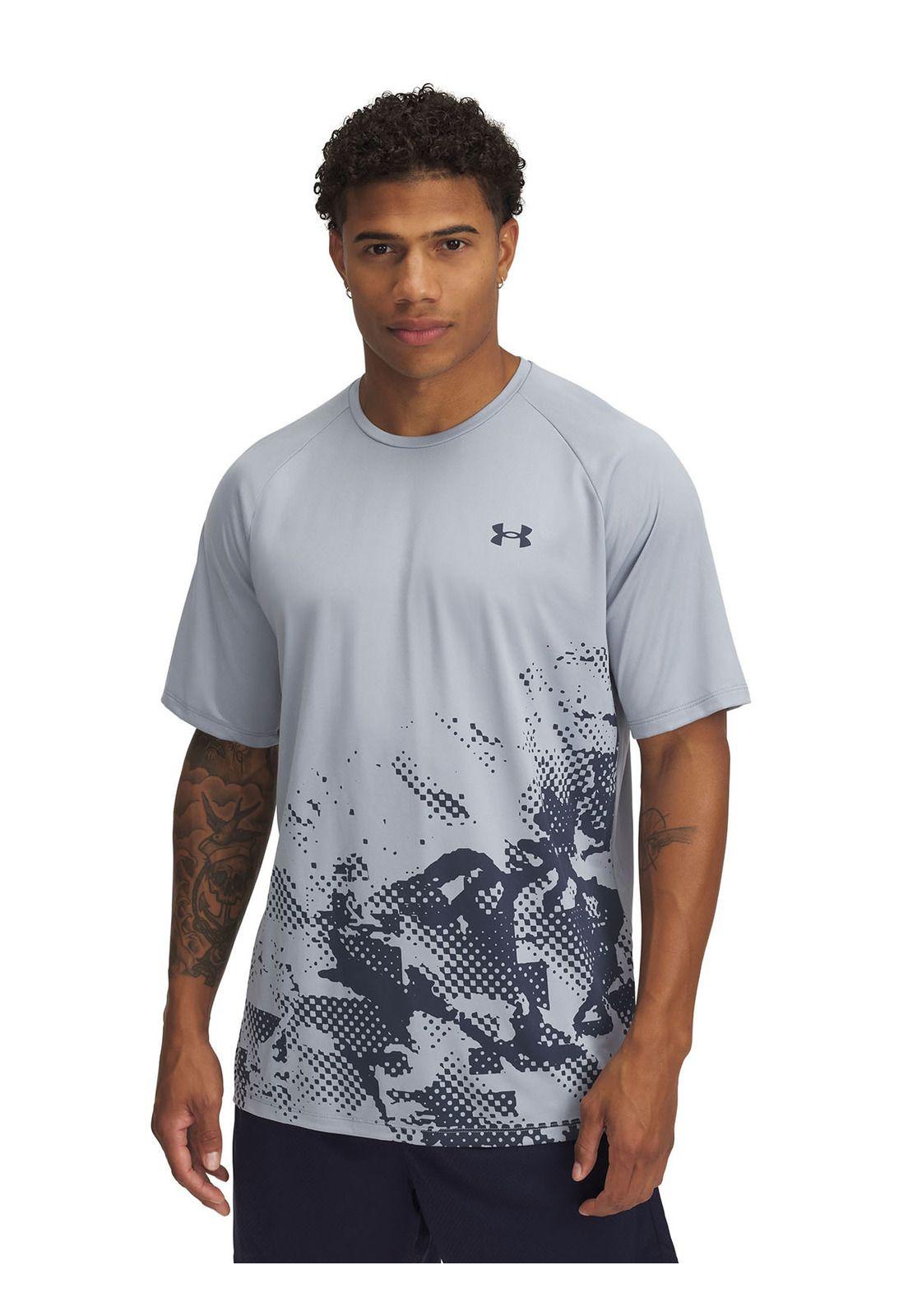 Polera Manga Corta Ua Tech Fade Azul Para Hombre-0
