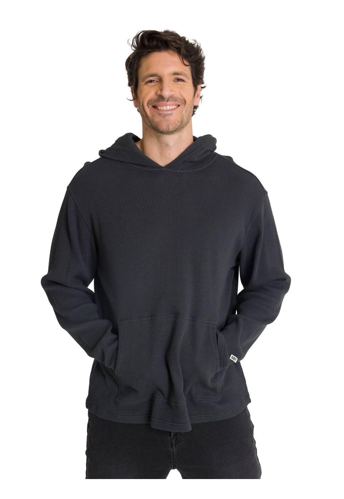 Polerón Con Gorro Hombre Waffle-Knit Grafito-1