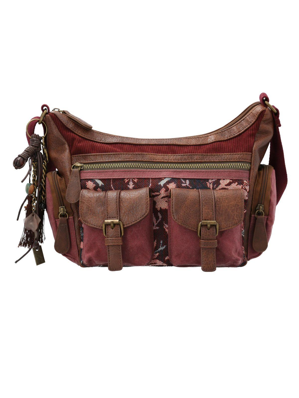 Cartera Textil Mujer Eloni Cross Burdeo-0