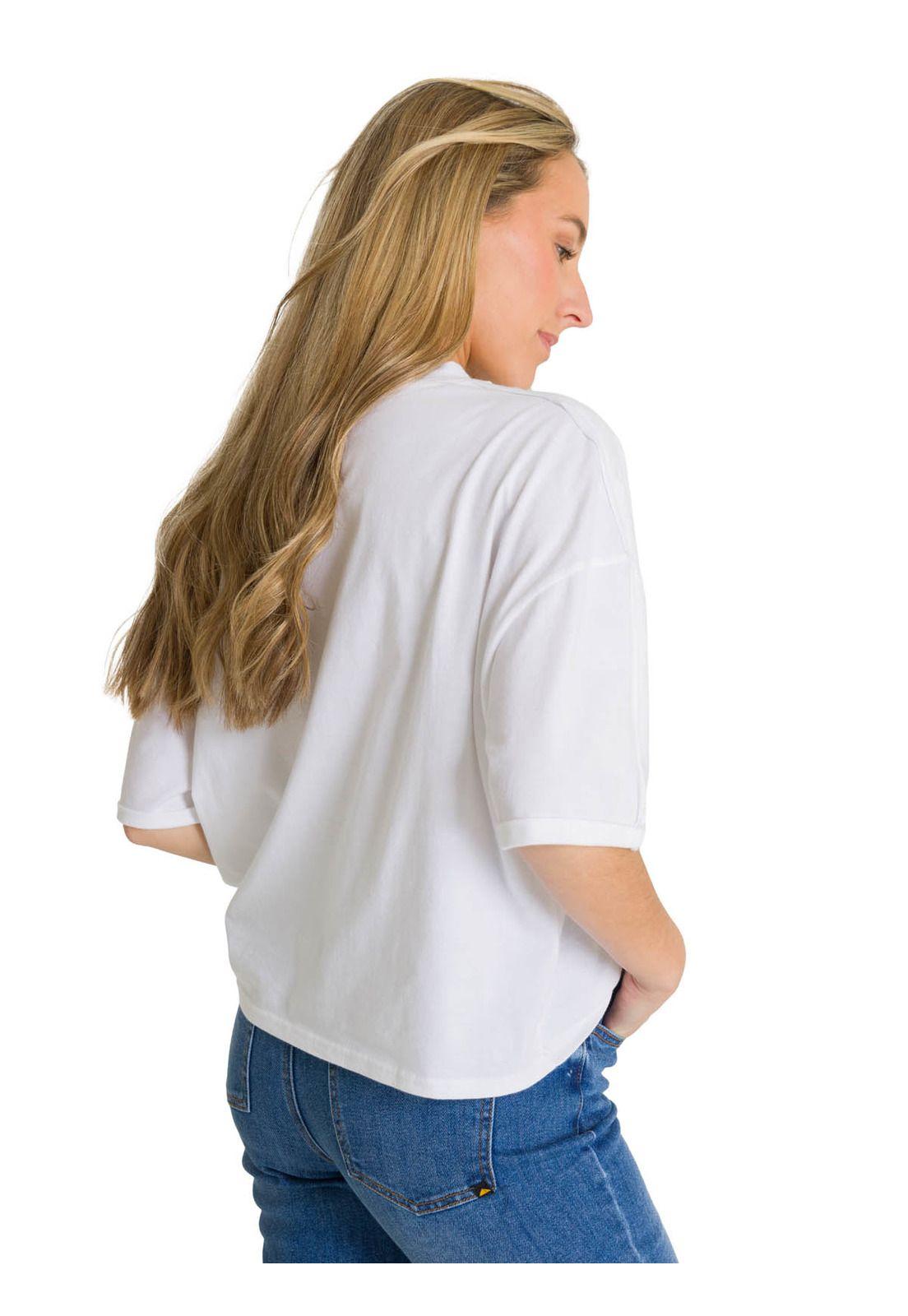 Polera Manga Corta Oversize Mujer Diseño Blanca-3