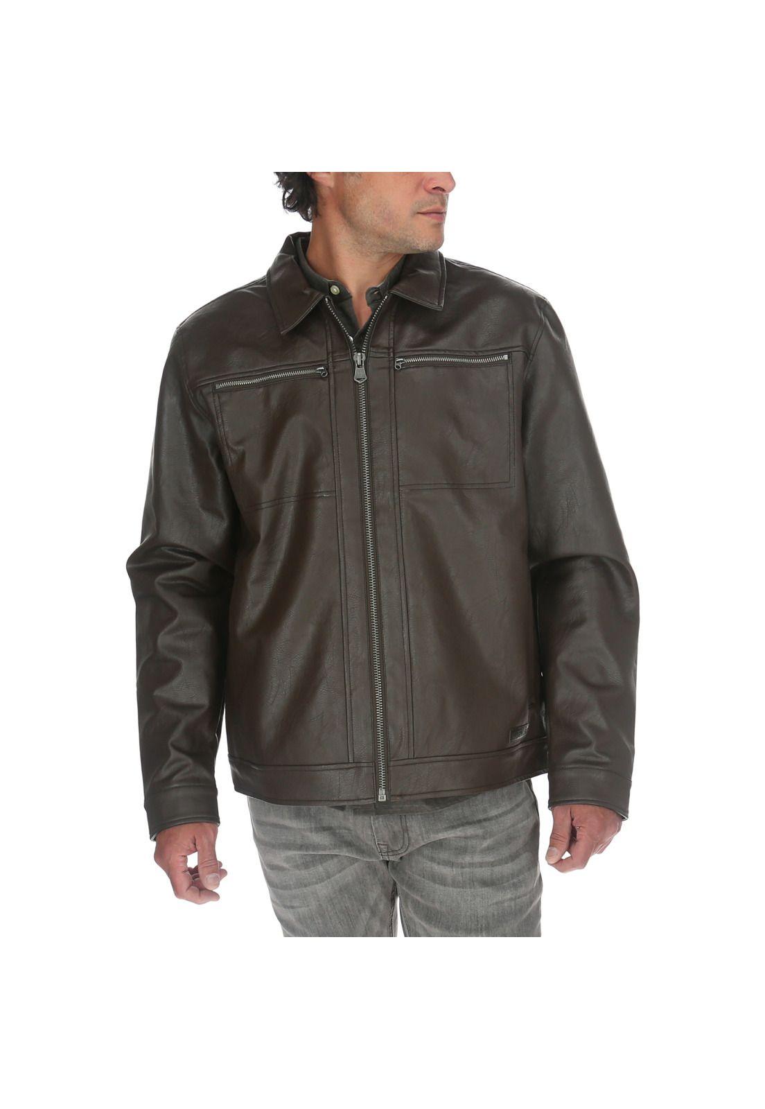 Chaqueta Hombre Foundation Faux Leather Café-0