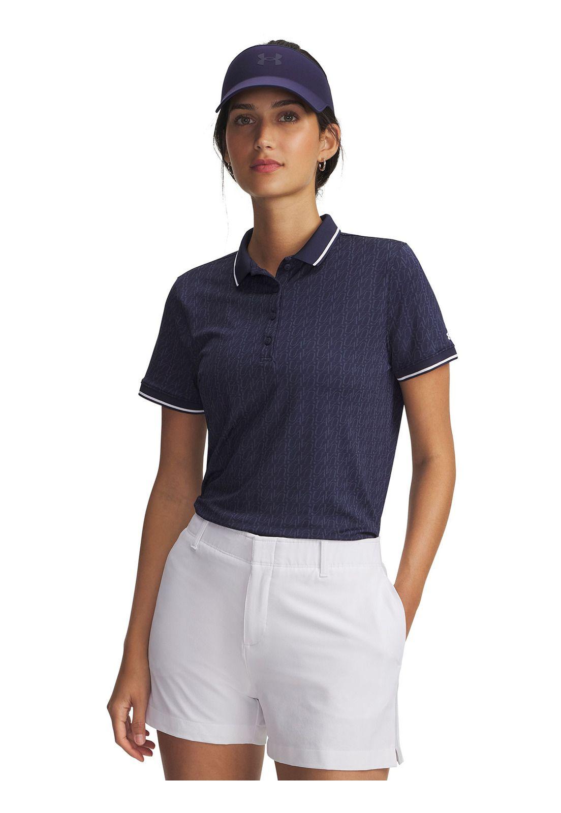 Polera Manga Corta Golf para mujer Drive Jacqrd azul -0