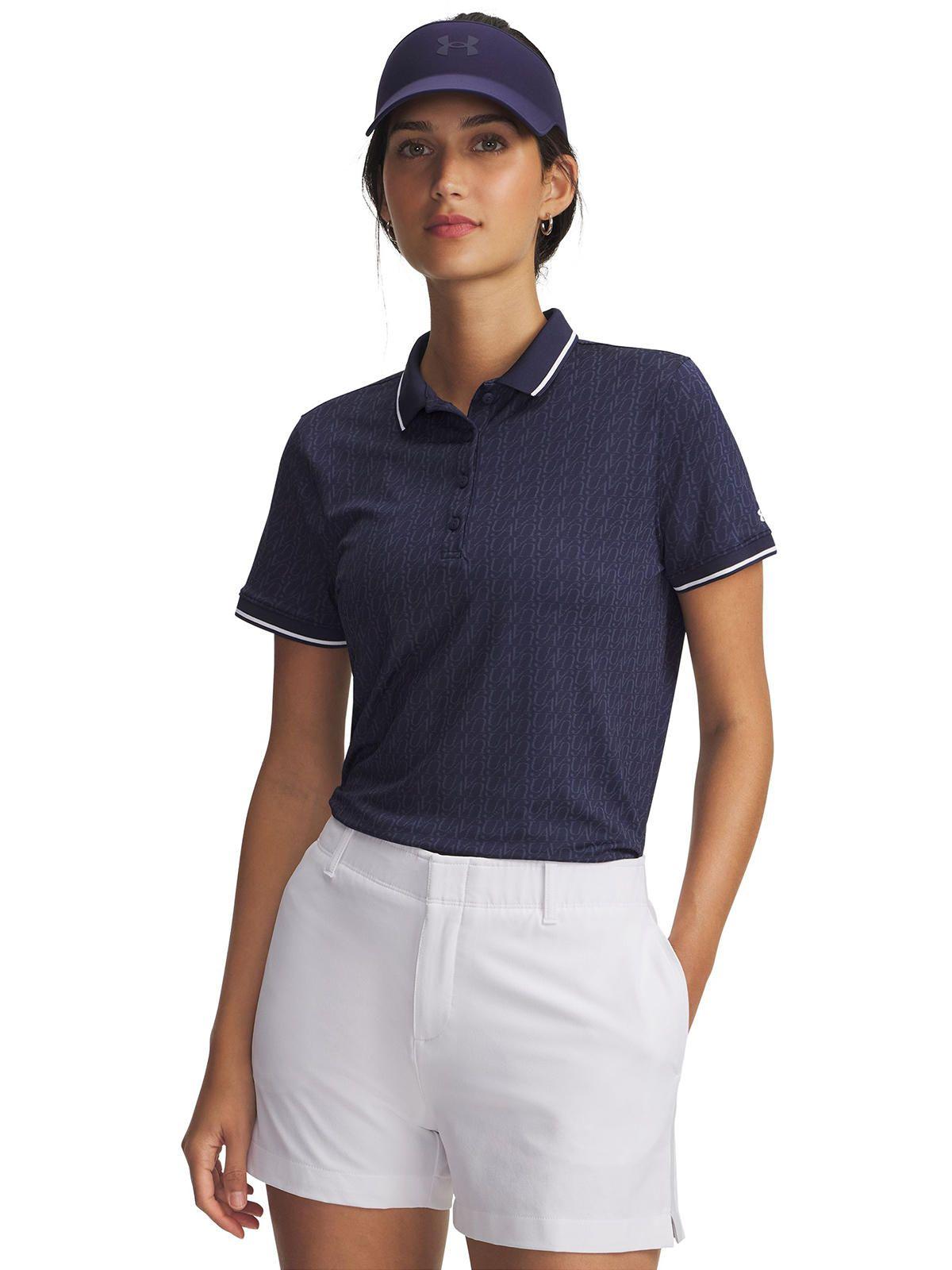 Polera Manga Corta Golf para mujer Drive Jacqrd azul -0