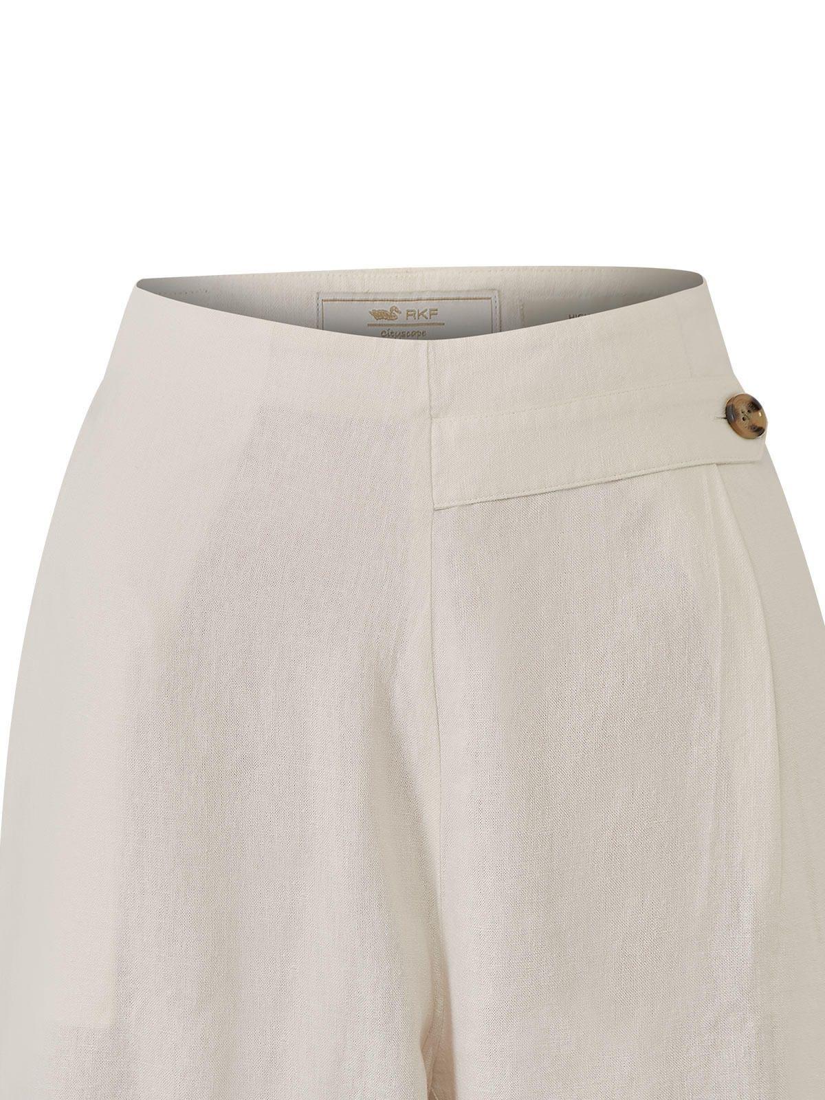 Pantalón Lino Orgánico Mujer Danubio Blanco -3