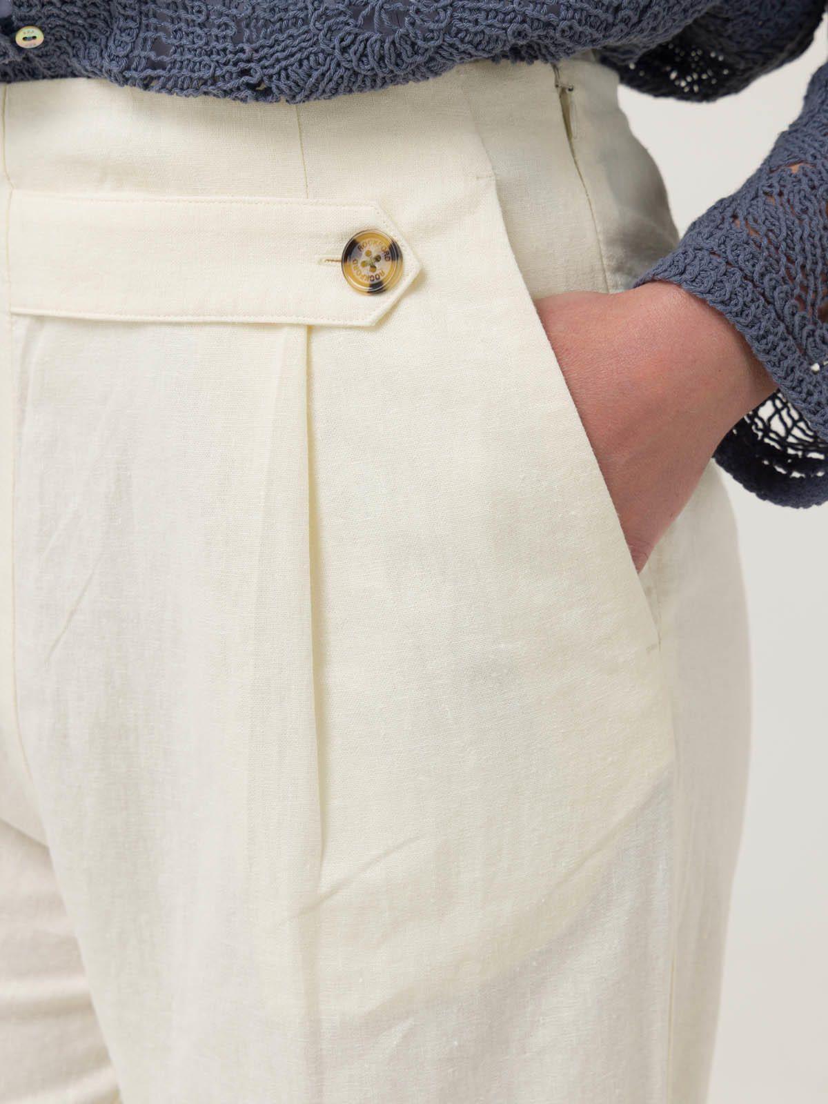 Pantalón Lino Orgánico Mujer Danubio Blanco -6