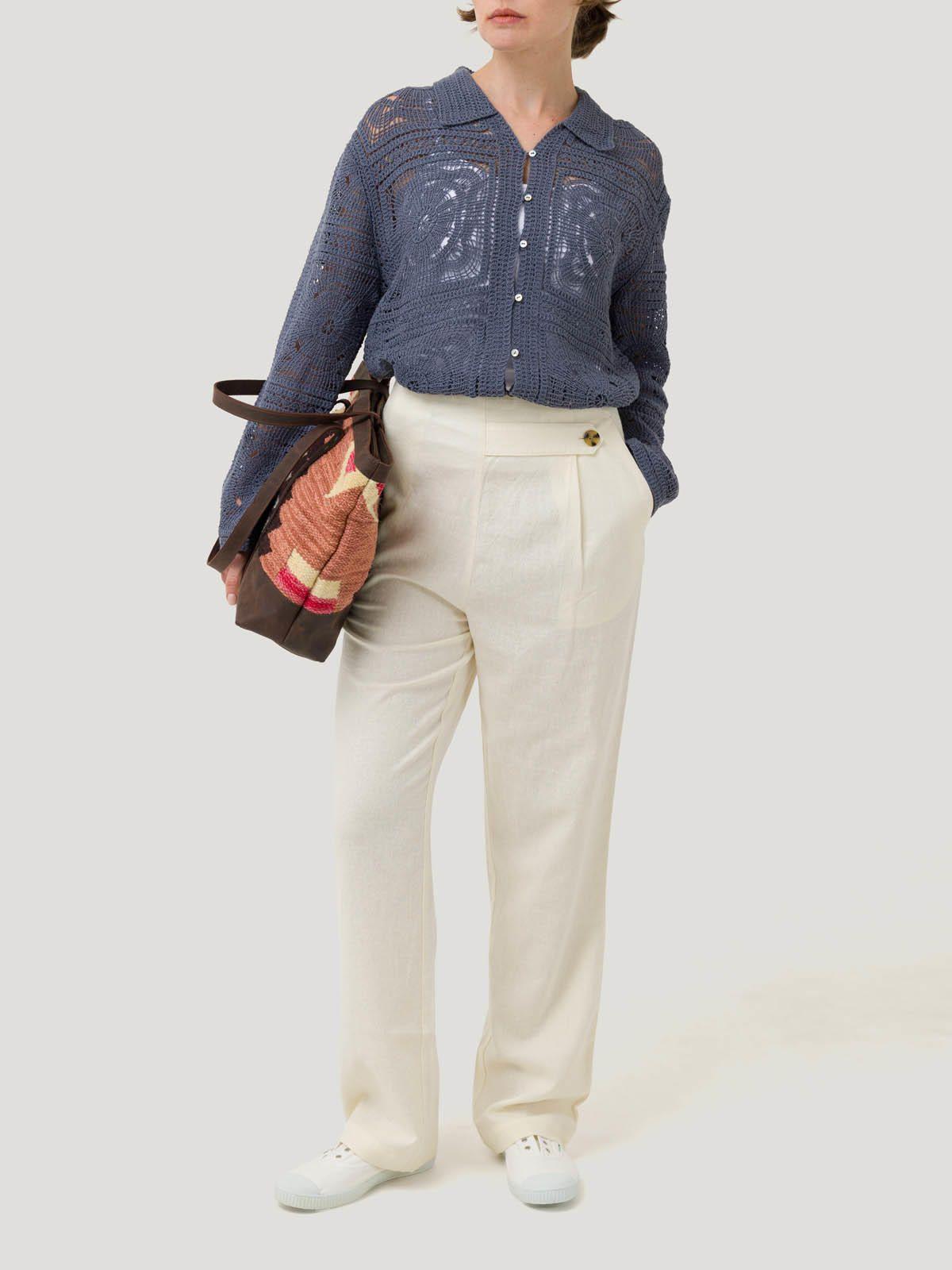 Pantalón Lino Orgánico Mujer Danubio Blanco -8