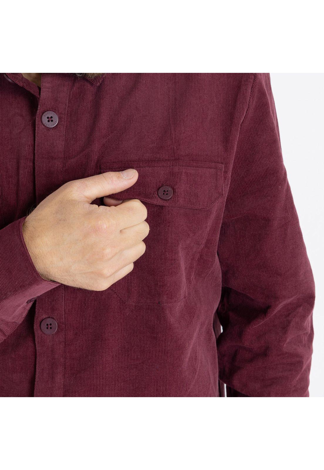 Camisa M/L Brighton Corded Ii Burdeo Hombre-3