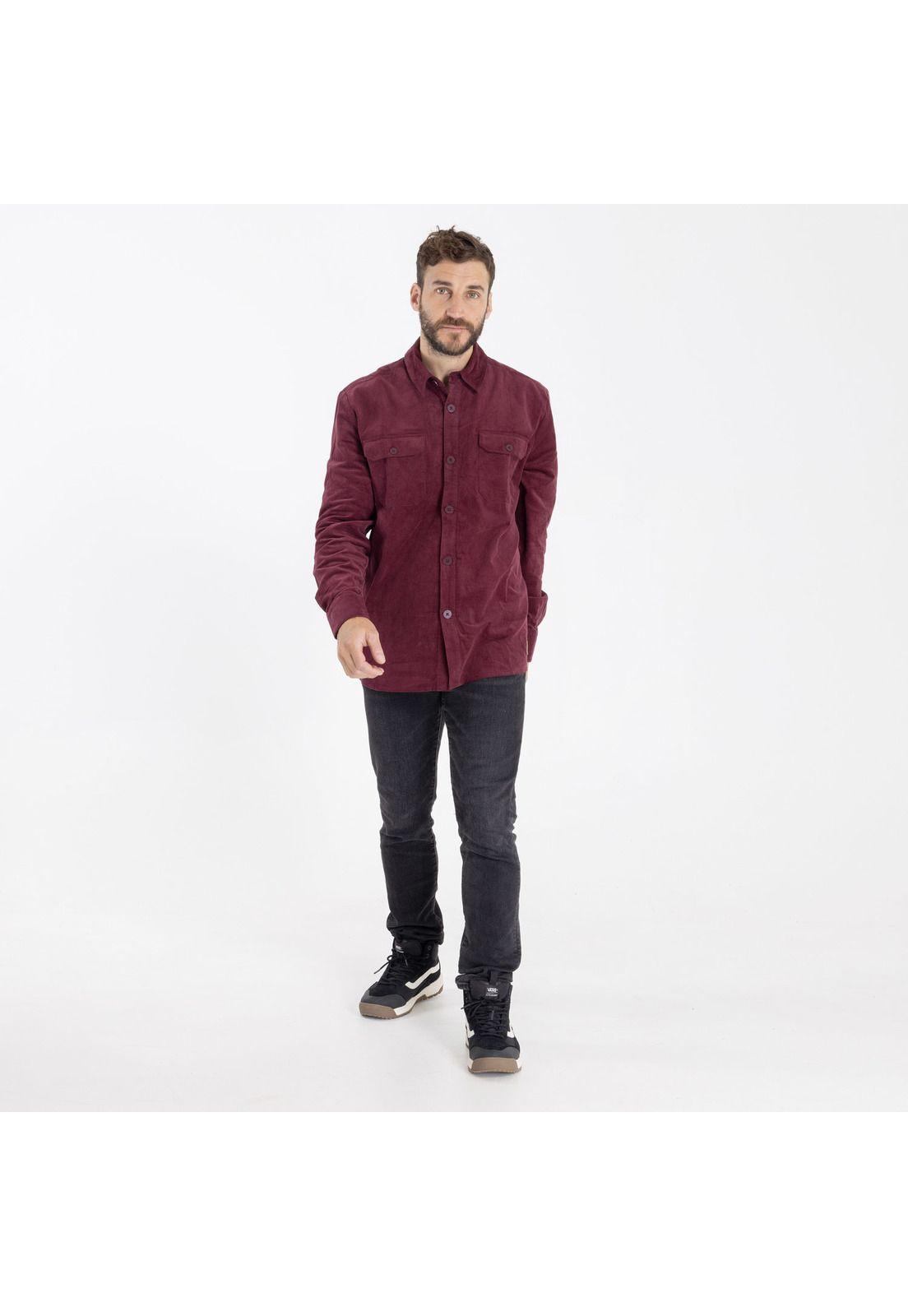 Camisa M/L Brighton Corded Ii Burdeo Hombre-5