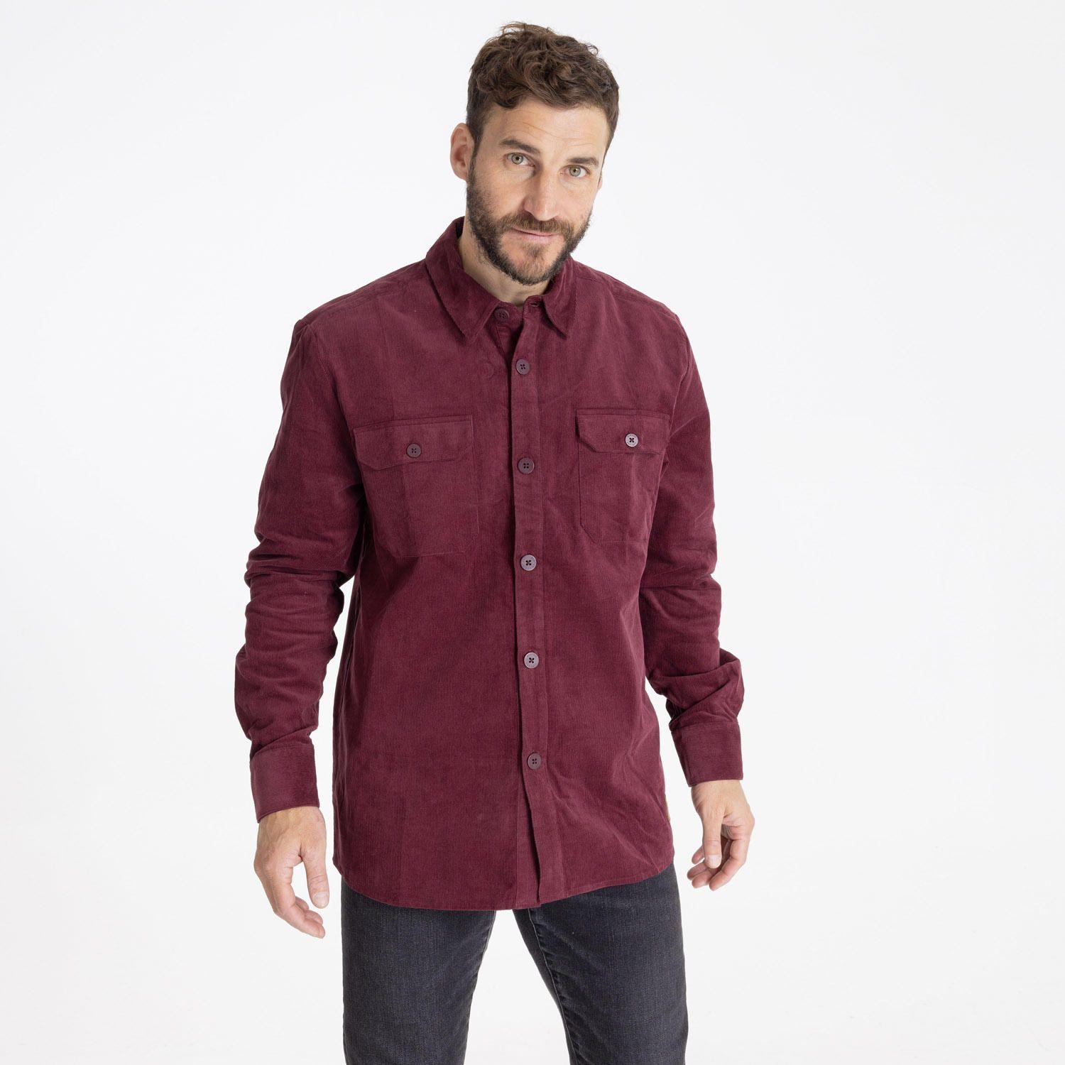 Camisa M/L Brighton Corded Ii Burdeo Hombre-0