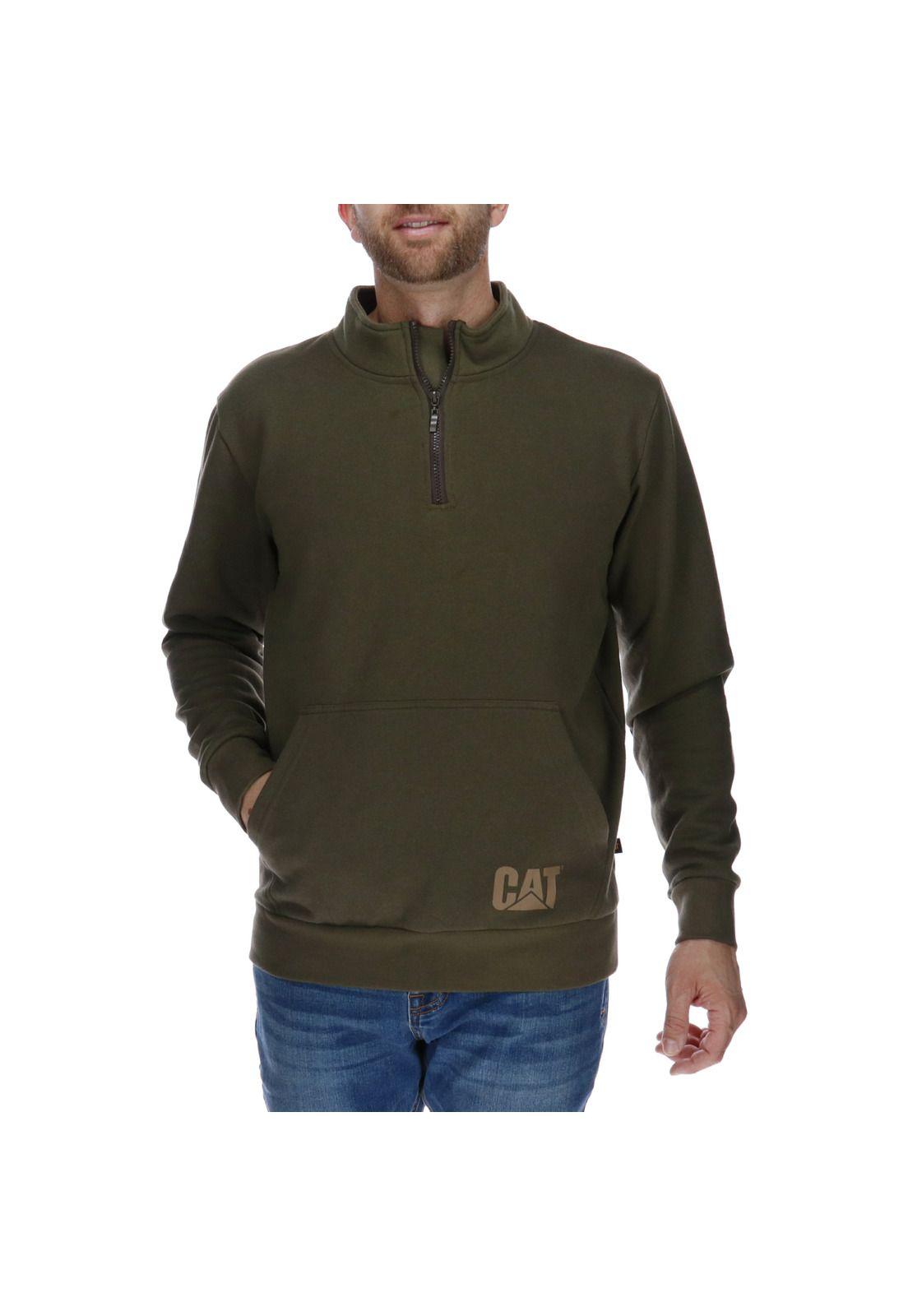 Poleron Hombre Basic Quarter Zip Mock Neck Verde-0