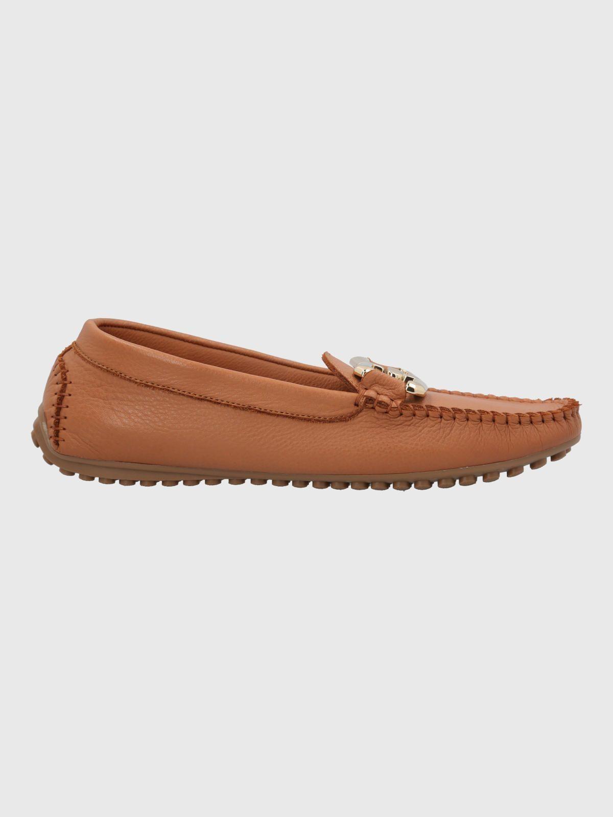 Mocasin Cuero Mujer Rodeo Café-1