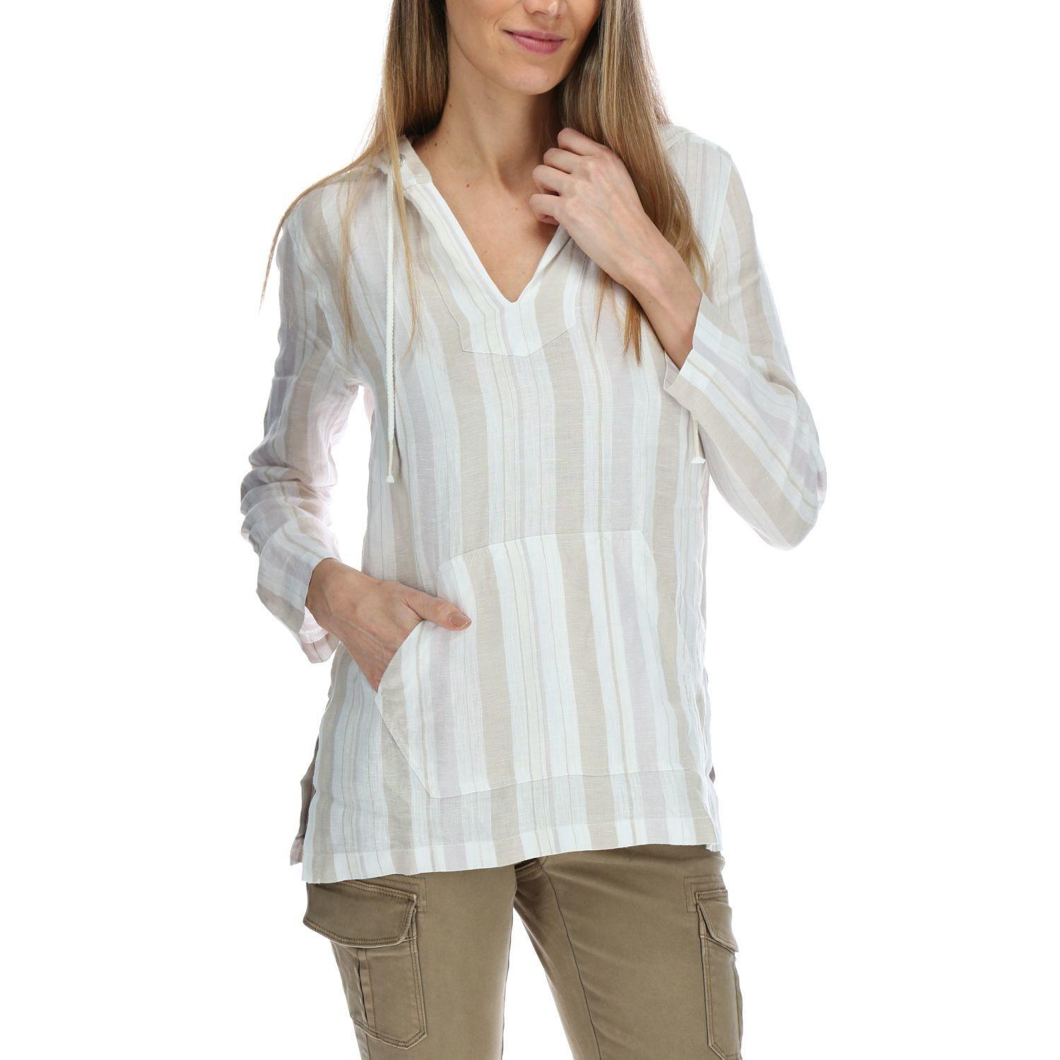 Blusa Manga Larga Mujer Lines Crema-0