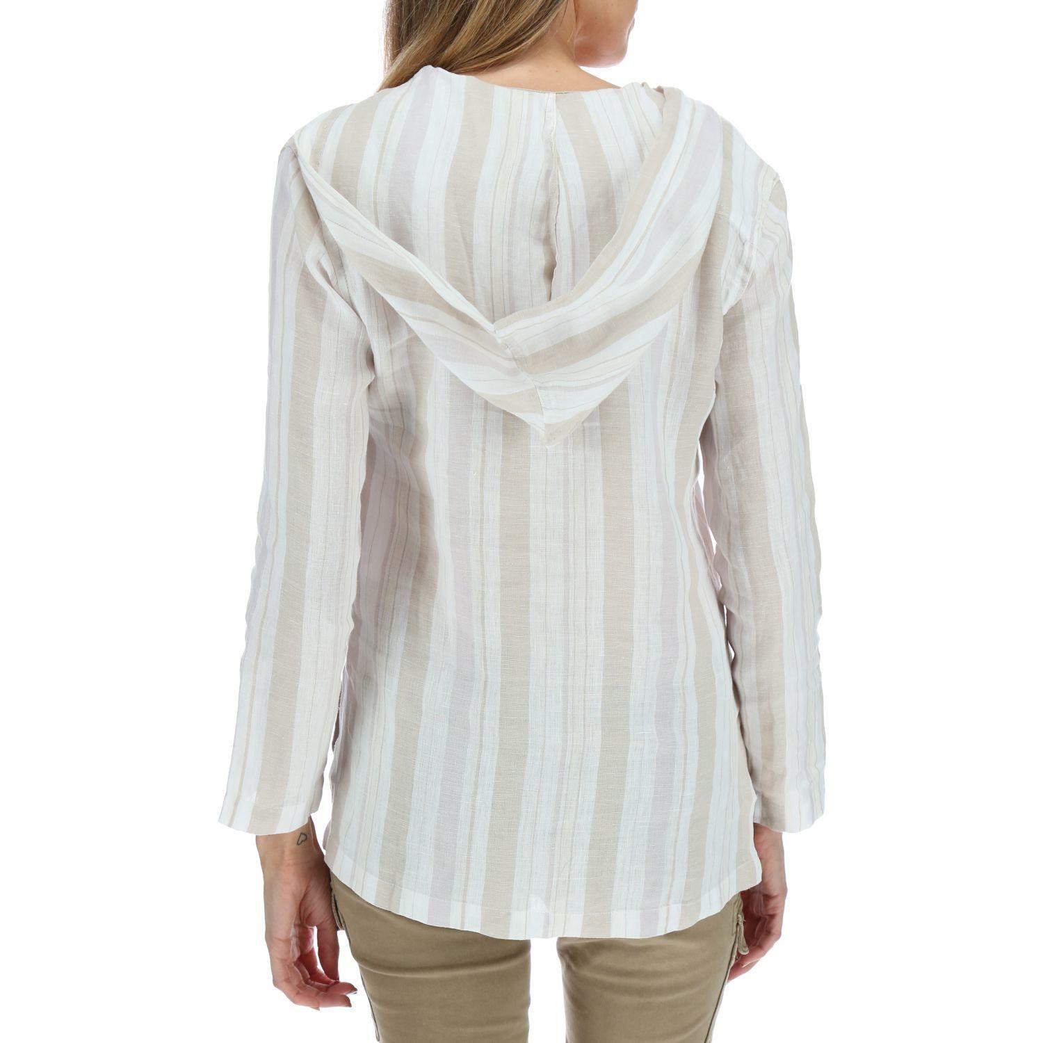 Blusa Manga Larga Mujer Lines Crema-2