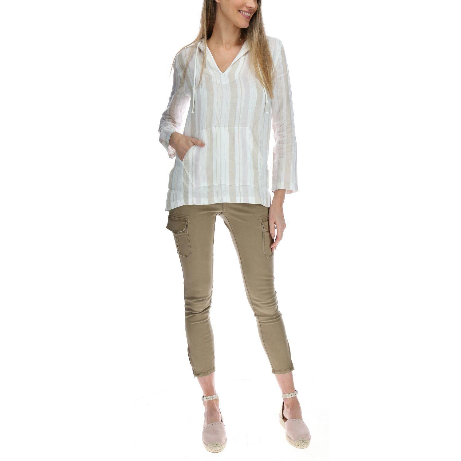 Blusa Manga Larga Mujer Lines Crema-4