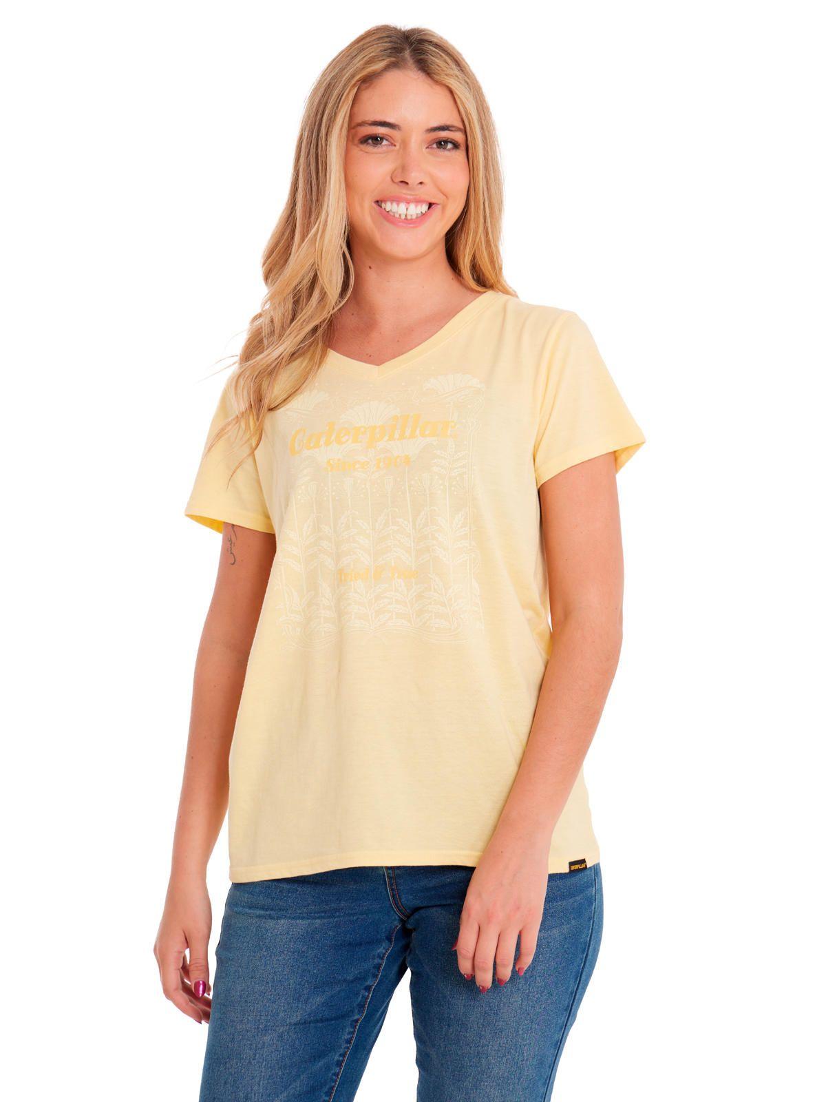 Polera Manga Corta Mujer W V-Neck Graphic1 Amarillo-0