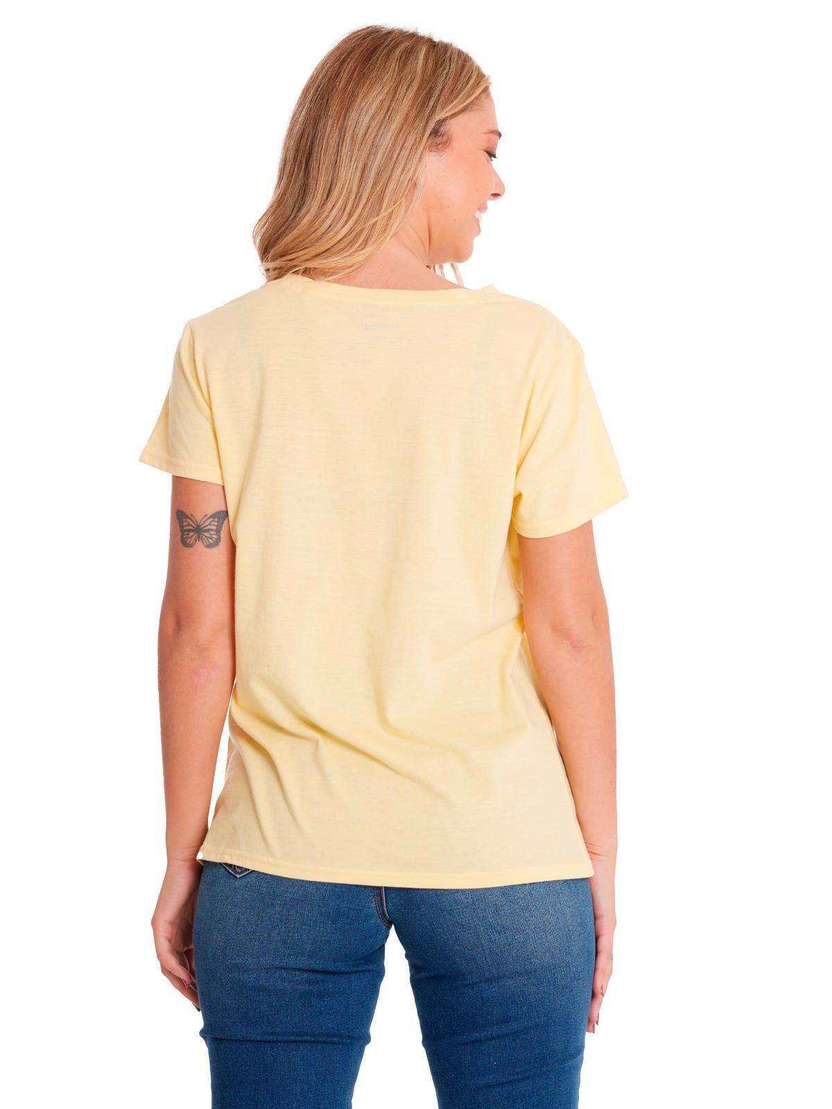 Polera Manga Corta Mujer W V-Neck Graphic1 Amarillo-3