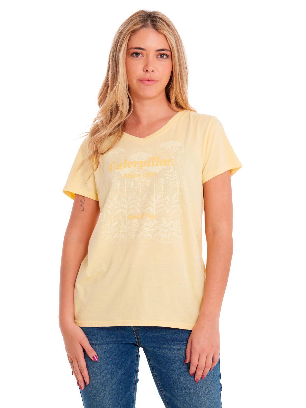 Polera Manga Corta Mujer W V-Neck Graphic1 Amarillo-4