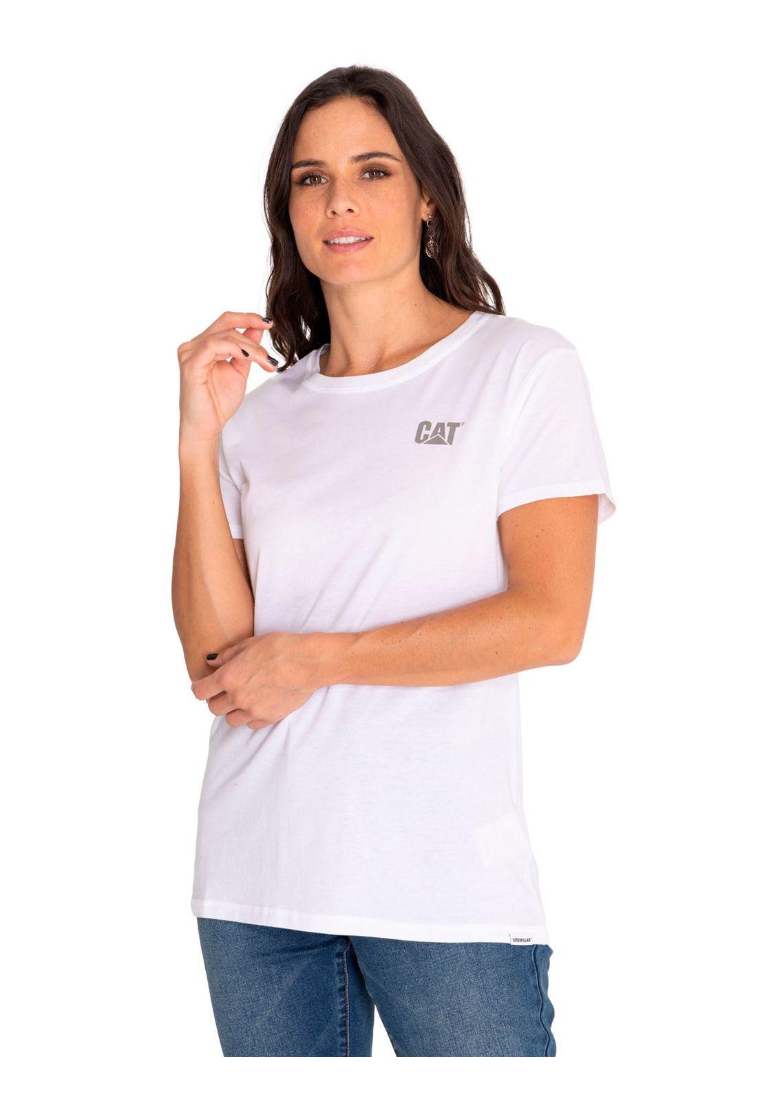 Polera Manga Corta Casual Mujer Cat Logo Tee Blanco-0