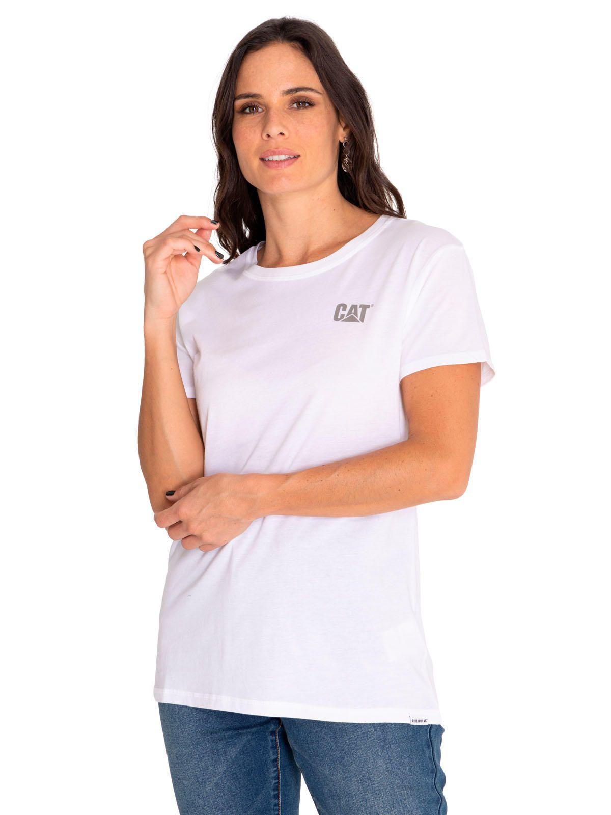 Polera Manga Corta Casual Mujer Cat Logo Tee Blanco-0
