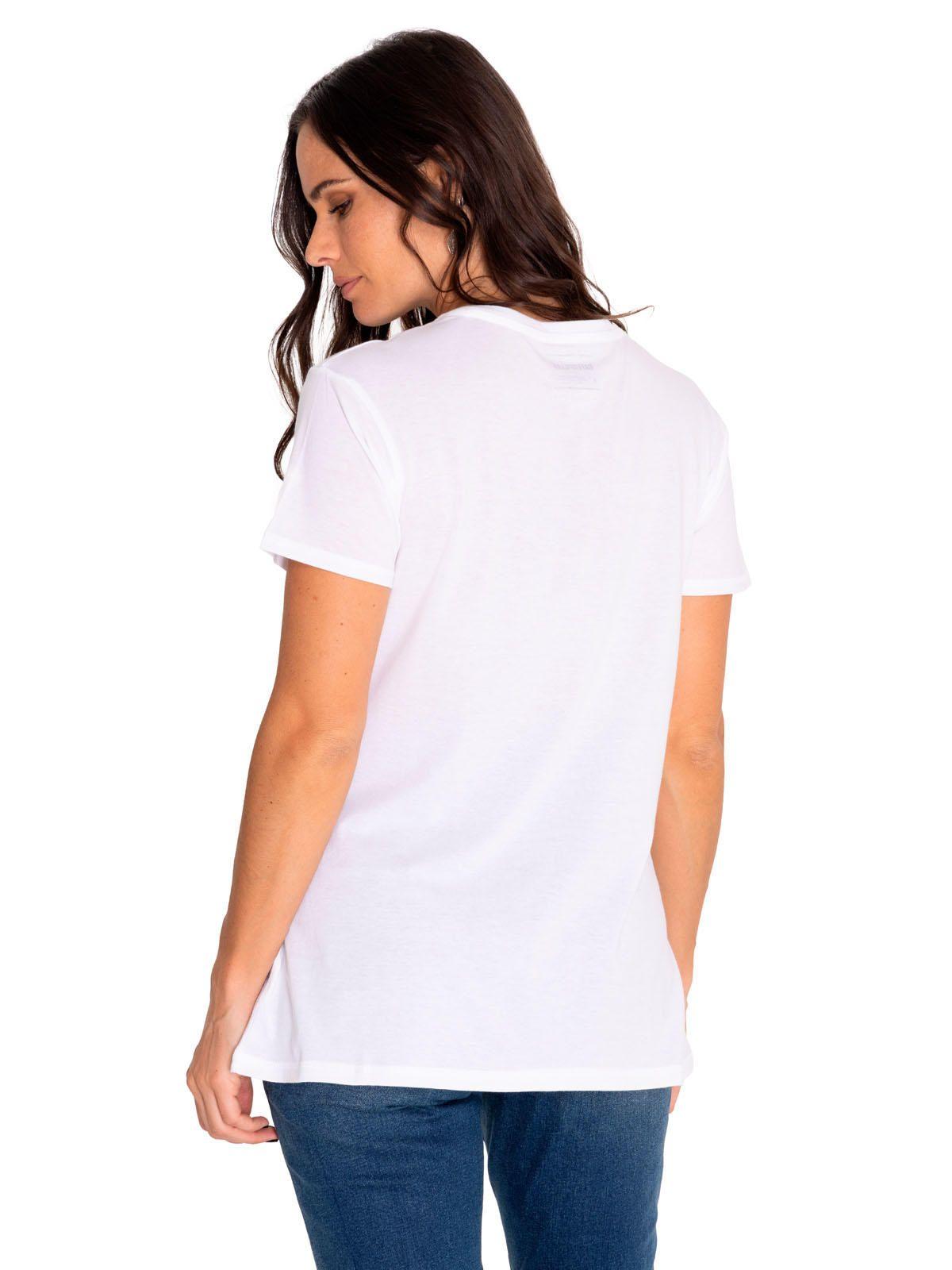 Polera Manga Corta Casual Mujer Cat Logo Tee Blanco-1
