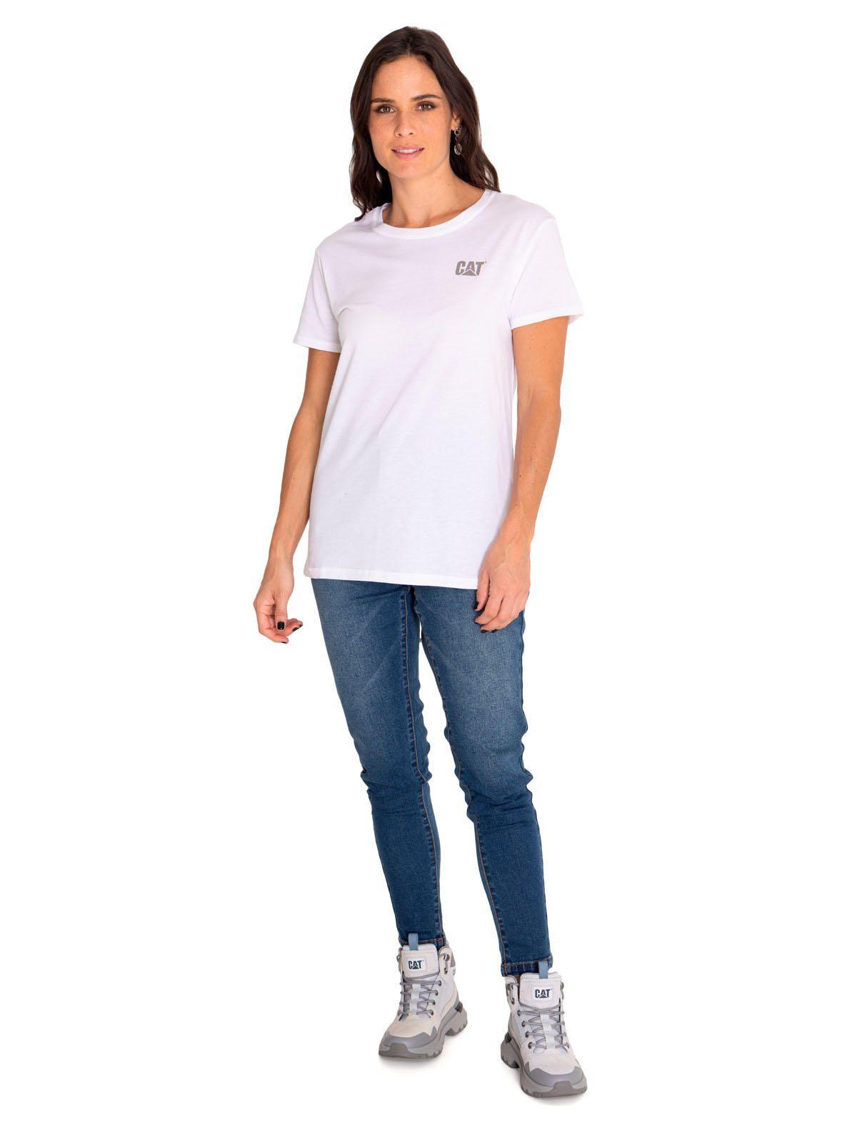 Polera Manga Corta Casual Mujer Cat Logo Tee Blanco-5