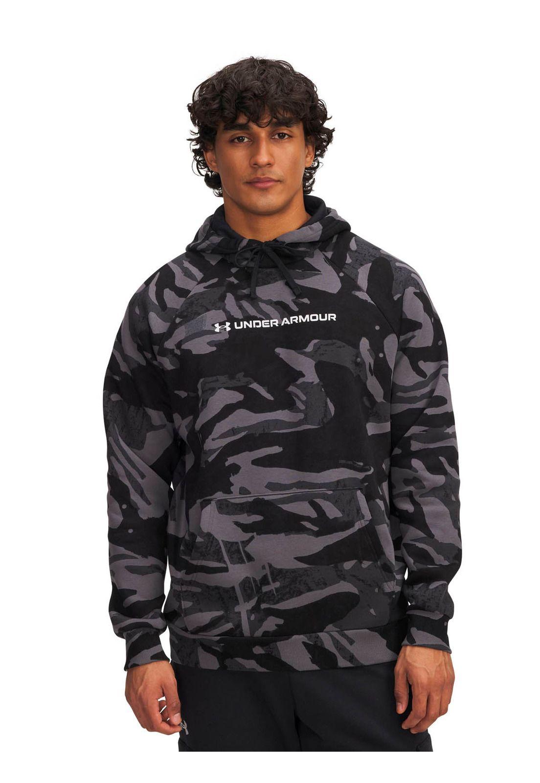 Poleron Lifestyle  hombre Rival Fleece Printed negro -0