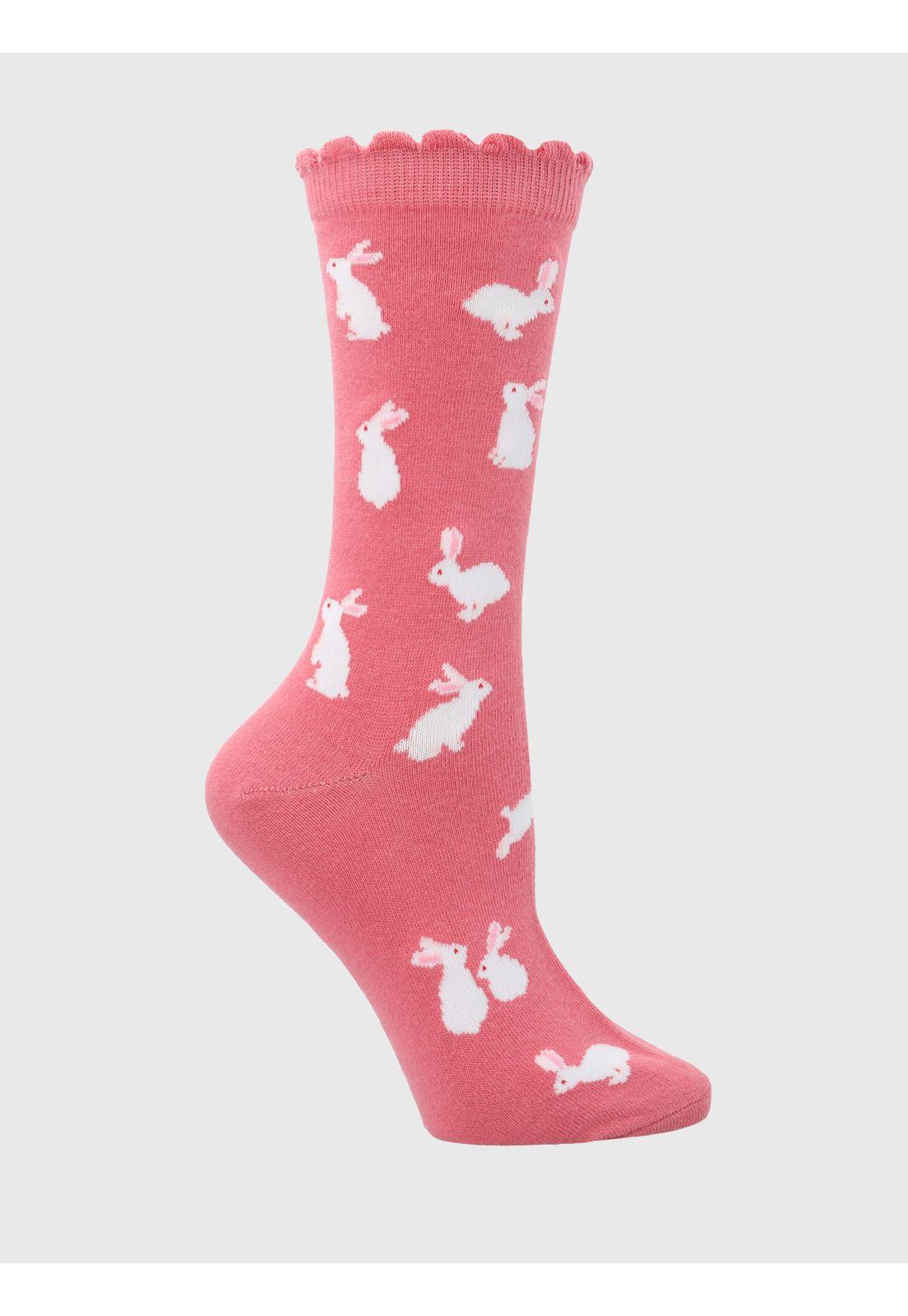 Calcetin Rosado St Rabbit Mujer-0