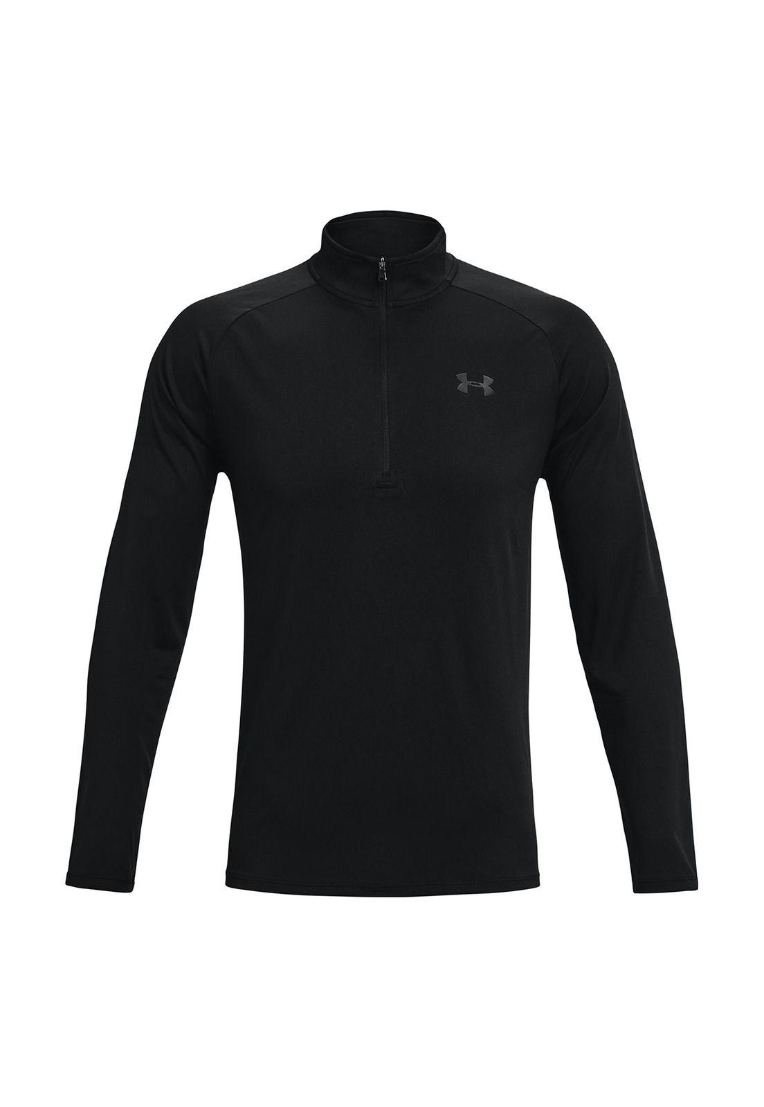 Polera manga larga UA Tech™ 1/2 zip para hombre Negro Under Armour