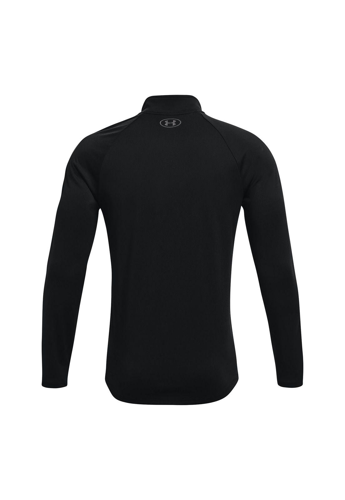 Polera manga larga  UA Tech™ 1/2 zip para hombre Negro-1
