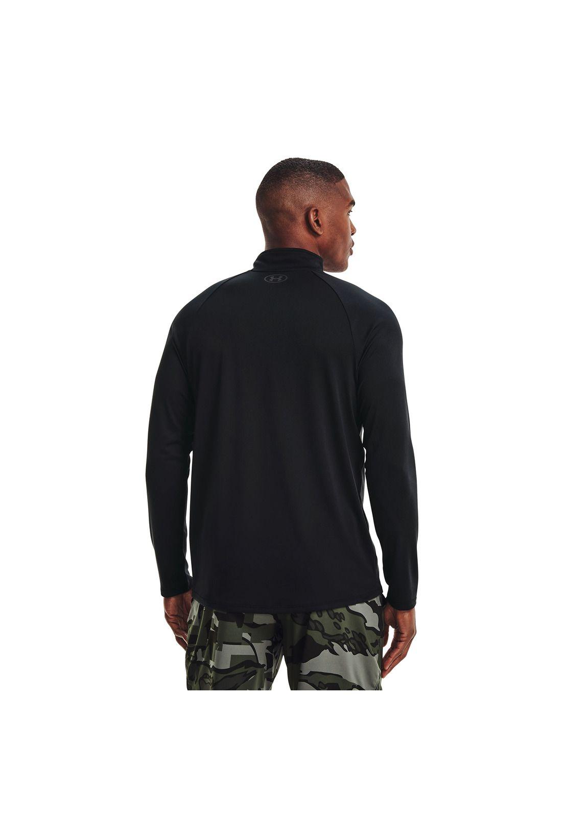 Polera manga larga  UA Tech™ 1/2 zip para hombre Negro-4