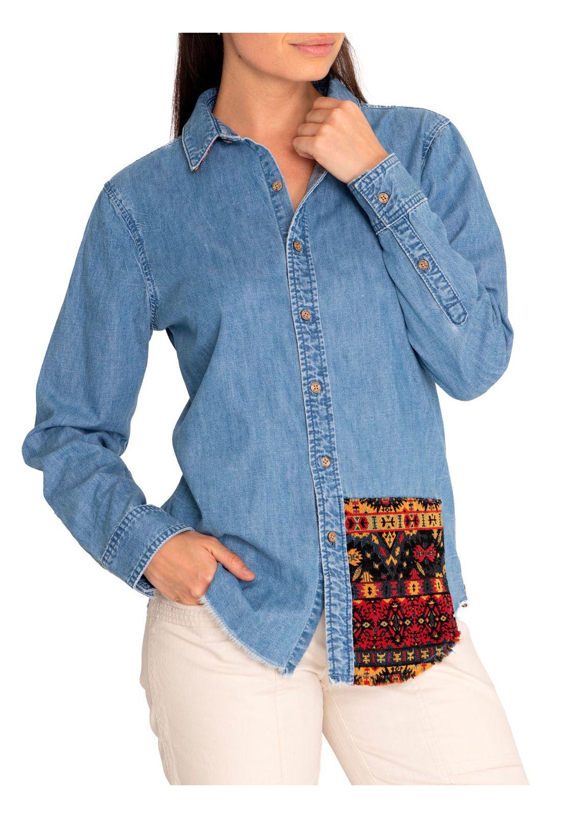 Blusa Algodón Orgánico Mujer Cali Azul-3