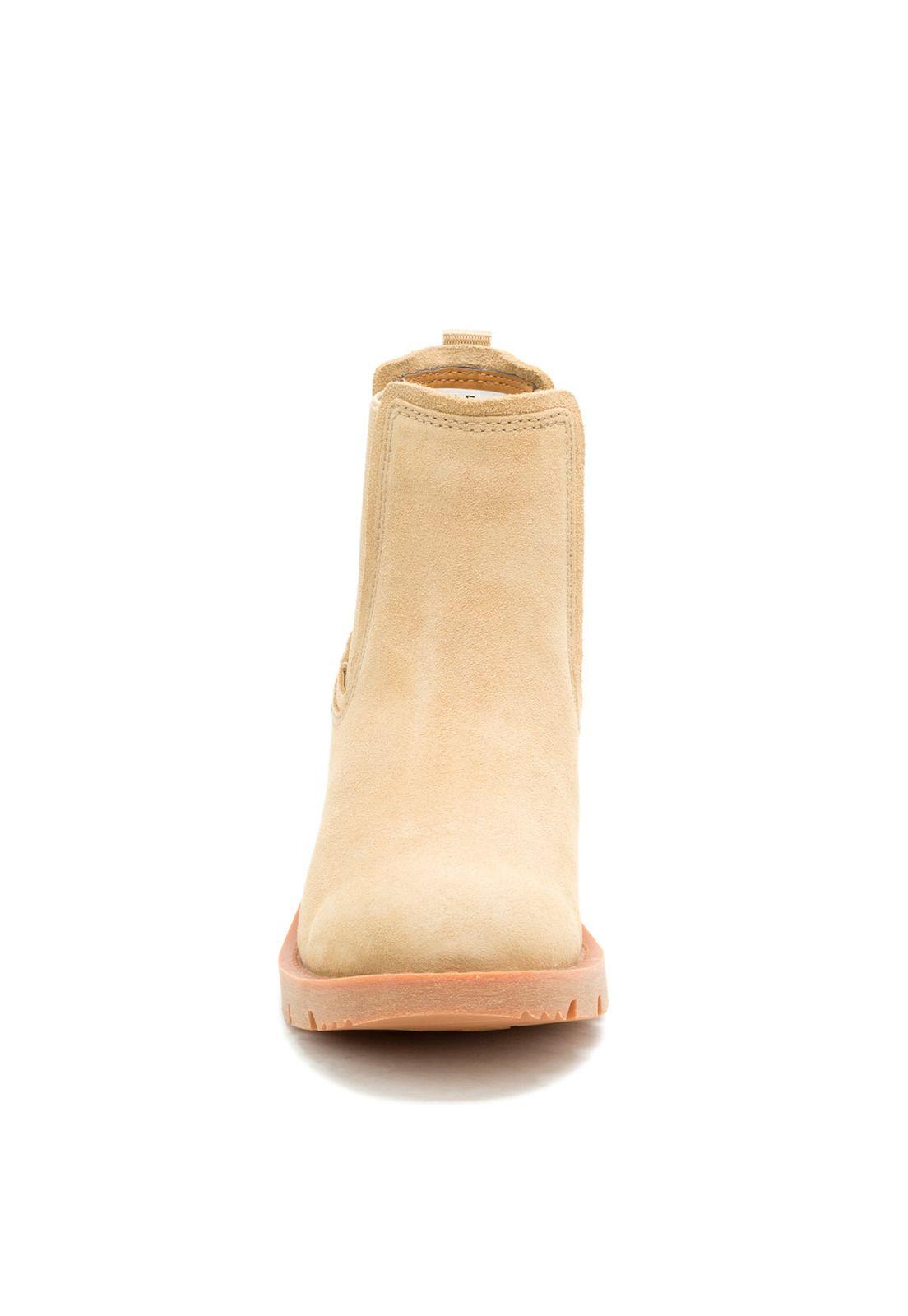 Botín de Cuero Chealsea Mujer Crema-4