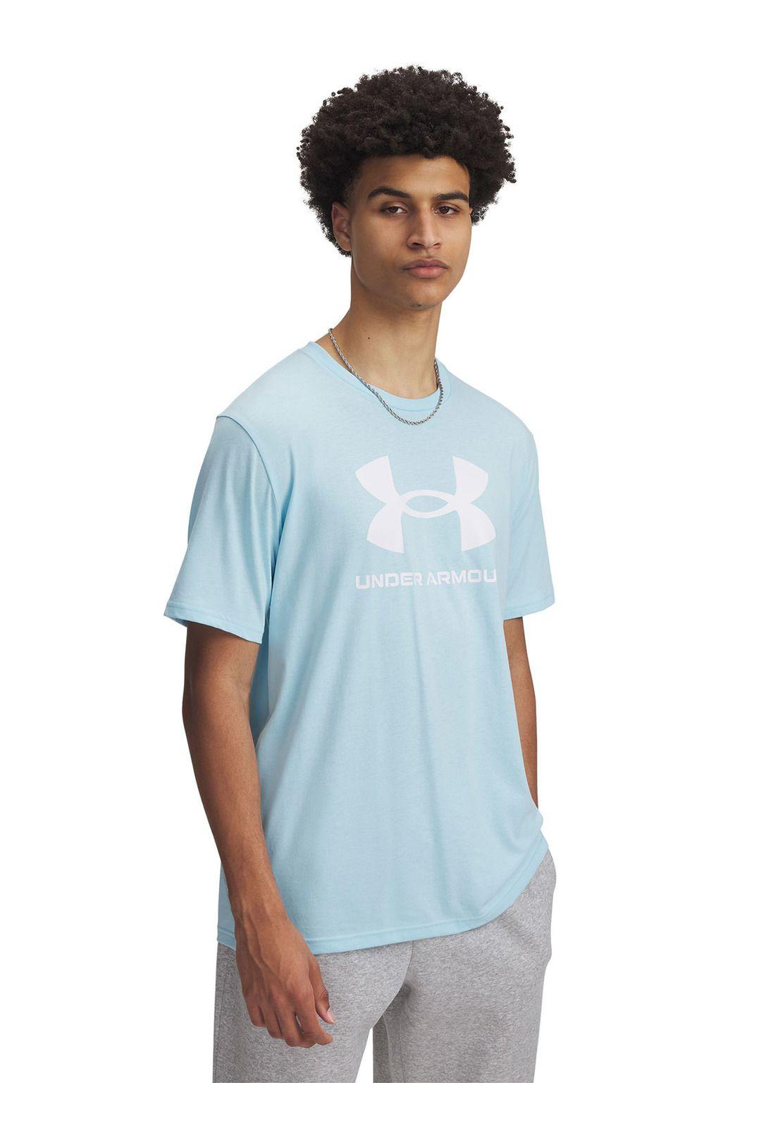 Polera Manga Corta UA Logo Hombre Celeste-0