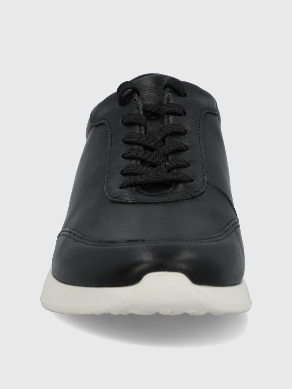 Zapatilla Cuero Mujer Kalfy Negro-3