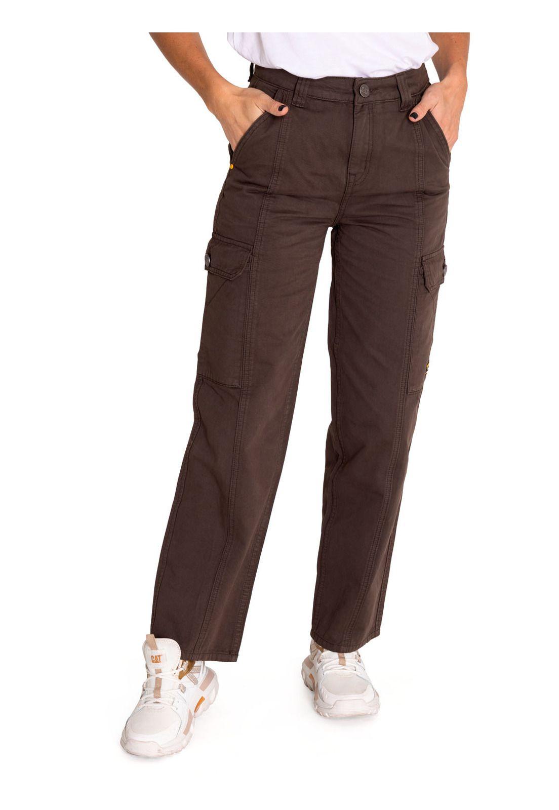 Pantalón Cargo Tiro alto Mujer Heritage Cargo Café-0