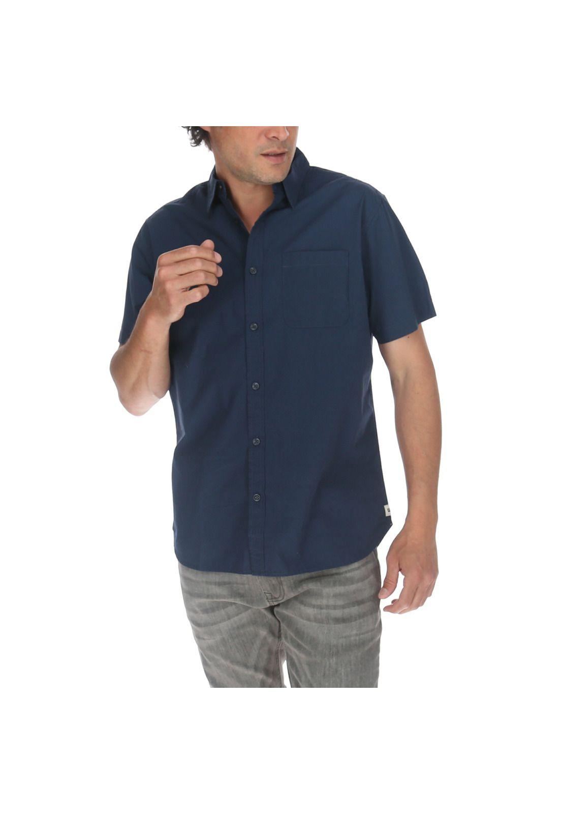 Camisa M/C Hombre Foundation S/S Poplin Shirt Azul-0