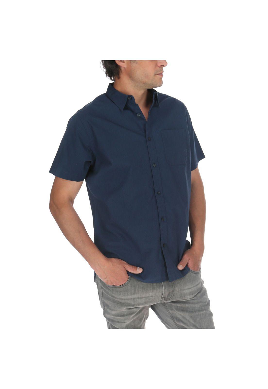 Camisa M/C Hombre Foundation S/S Poplin Shirt Azul-3
