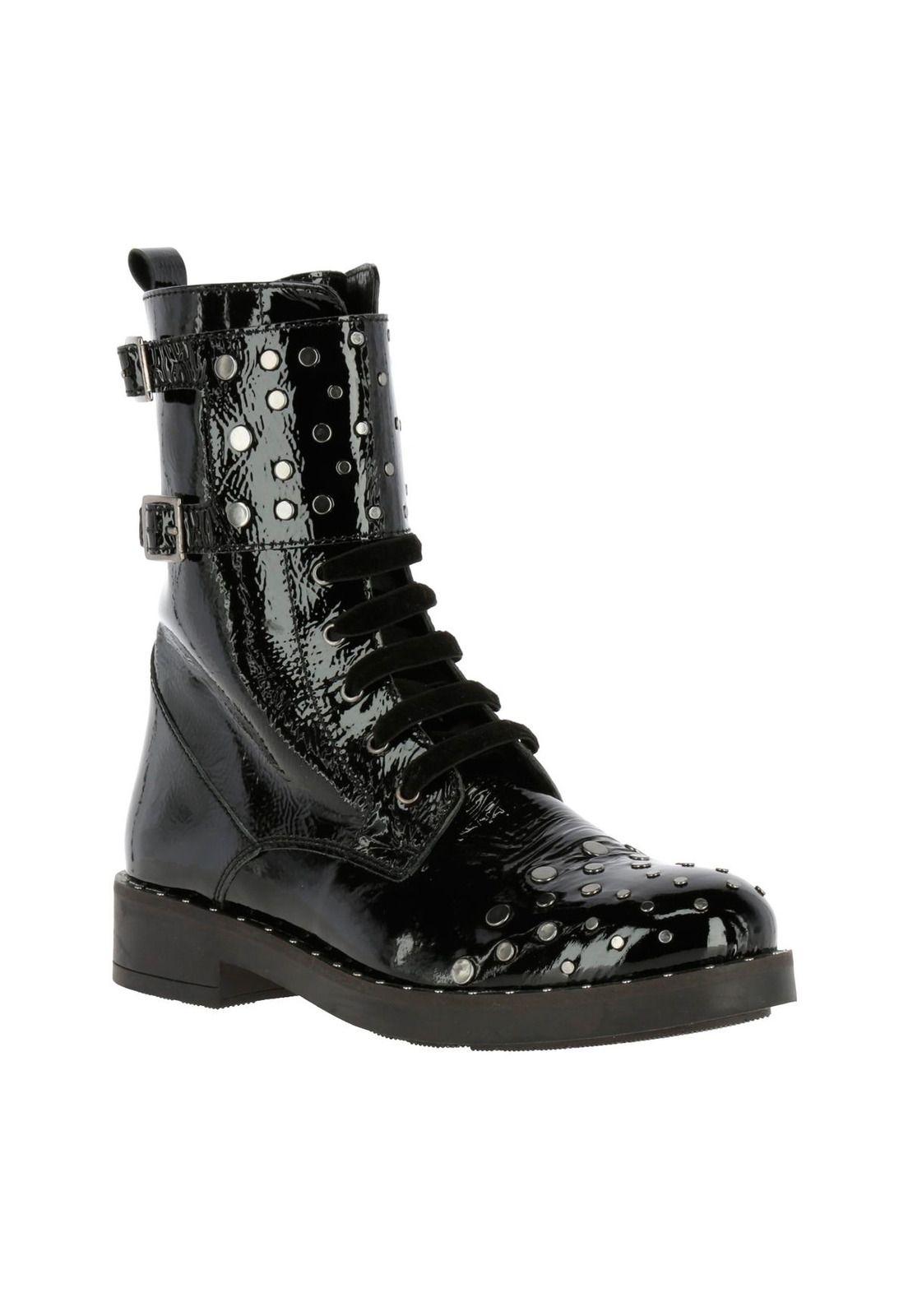 Botin Cuero Mujer Ruffin Negro-0