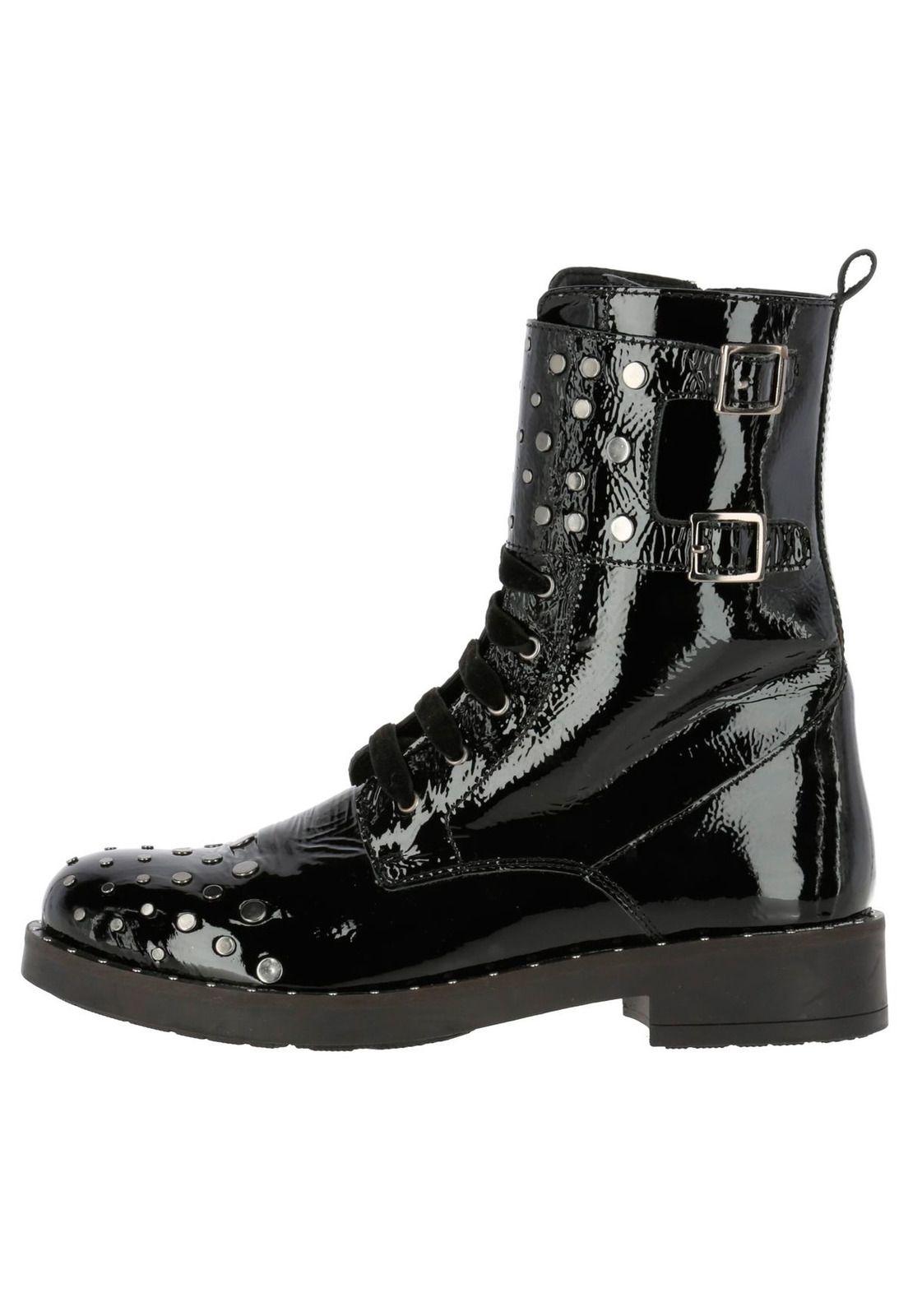 Botin Cuero Mujer Ruffin Negro-1