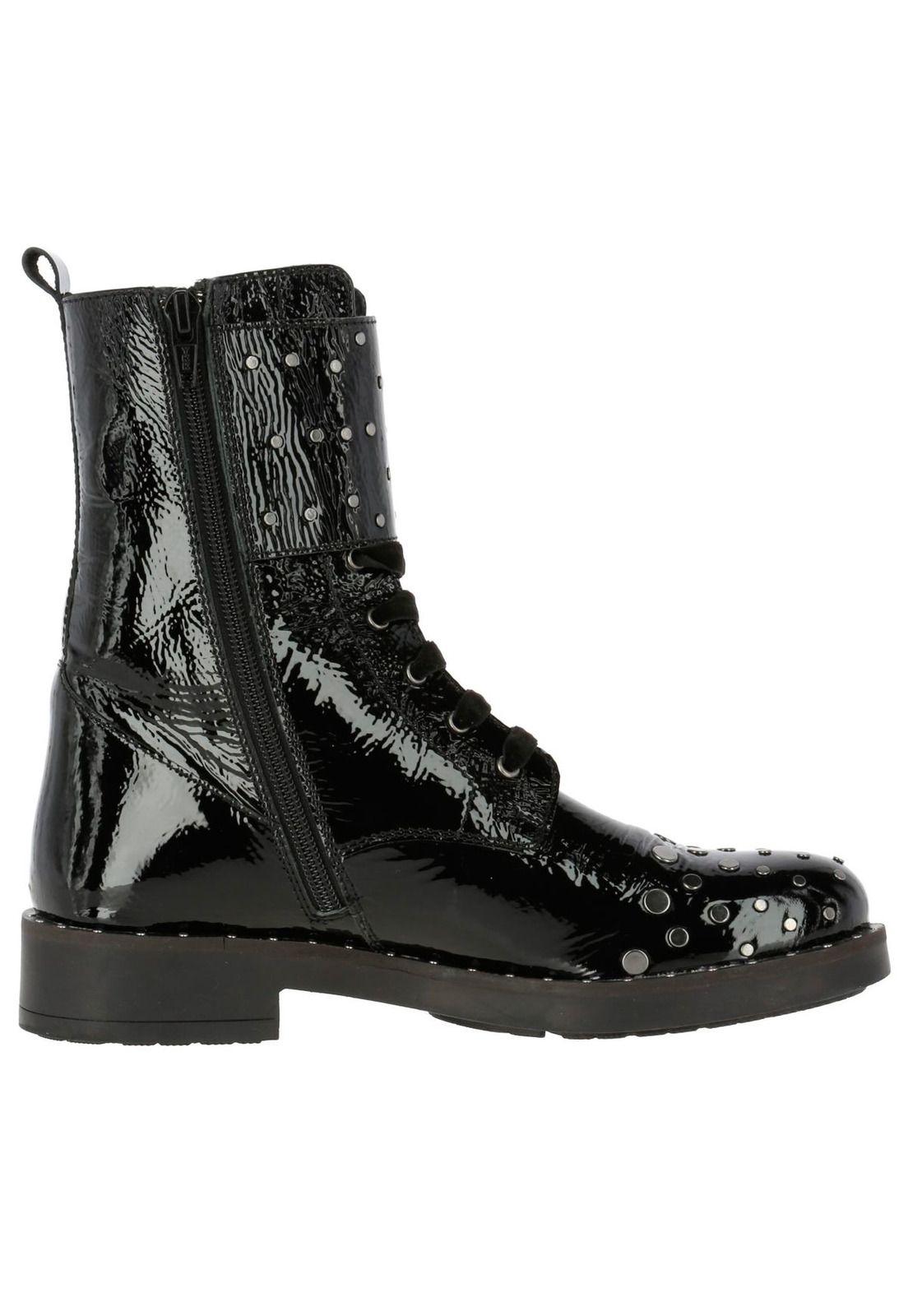 Botin Cuero Mujer Ruffin Negro-2