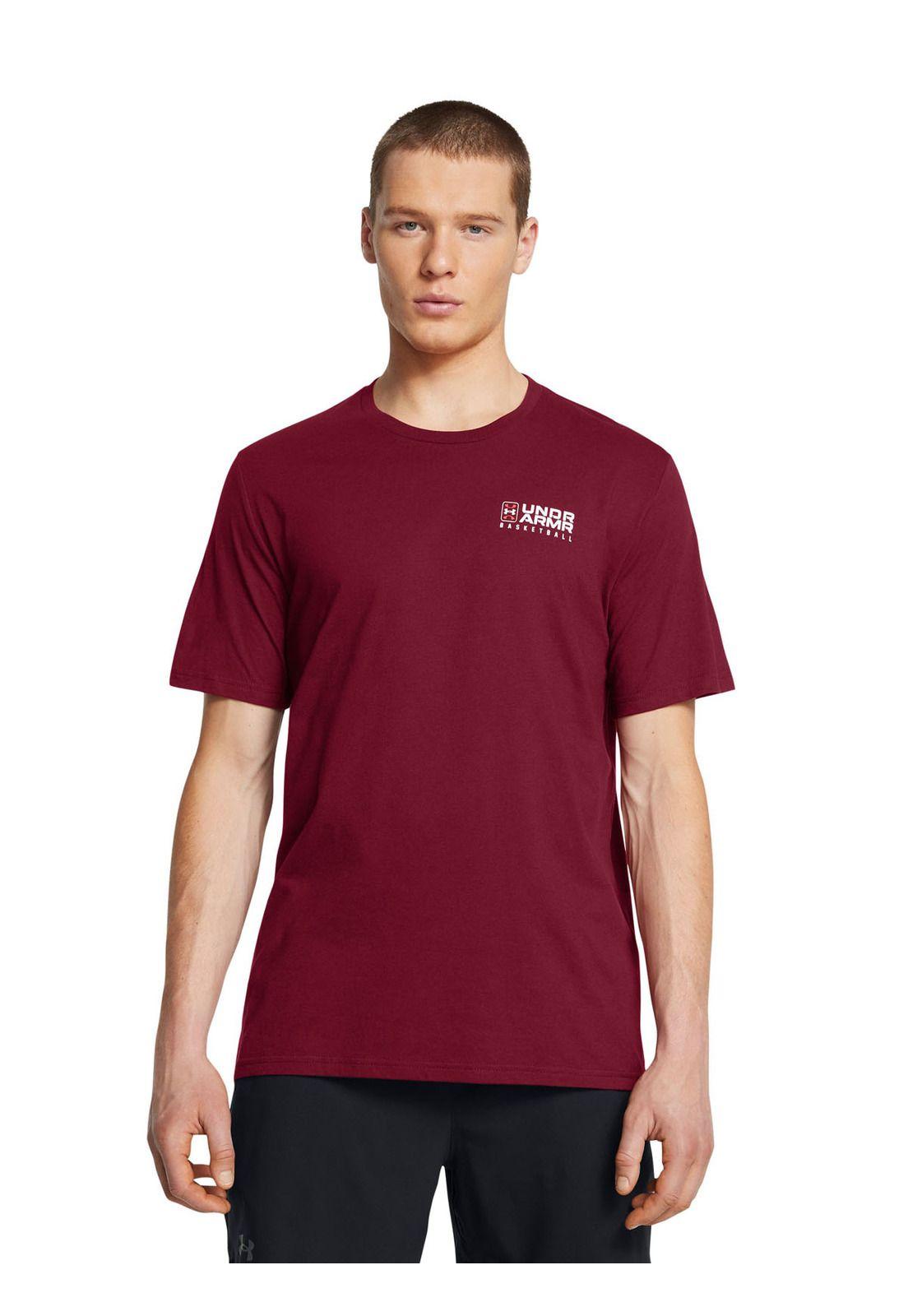 Polera manga corta basketball hombre Rojo-3