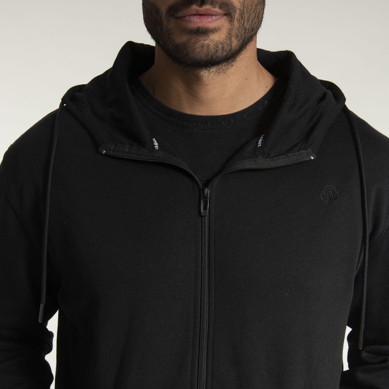 Polerón Hombre Hoodie F Zipper Negro-4