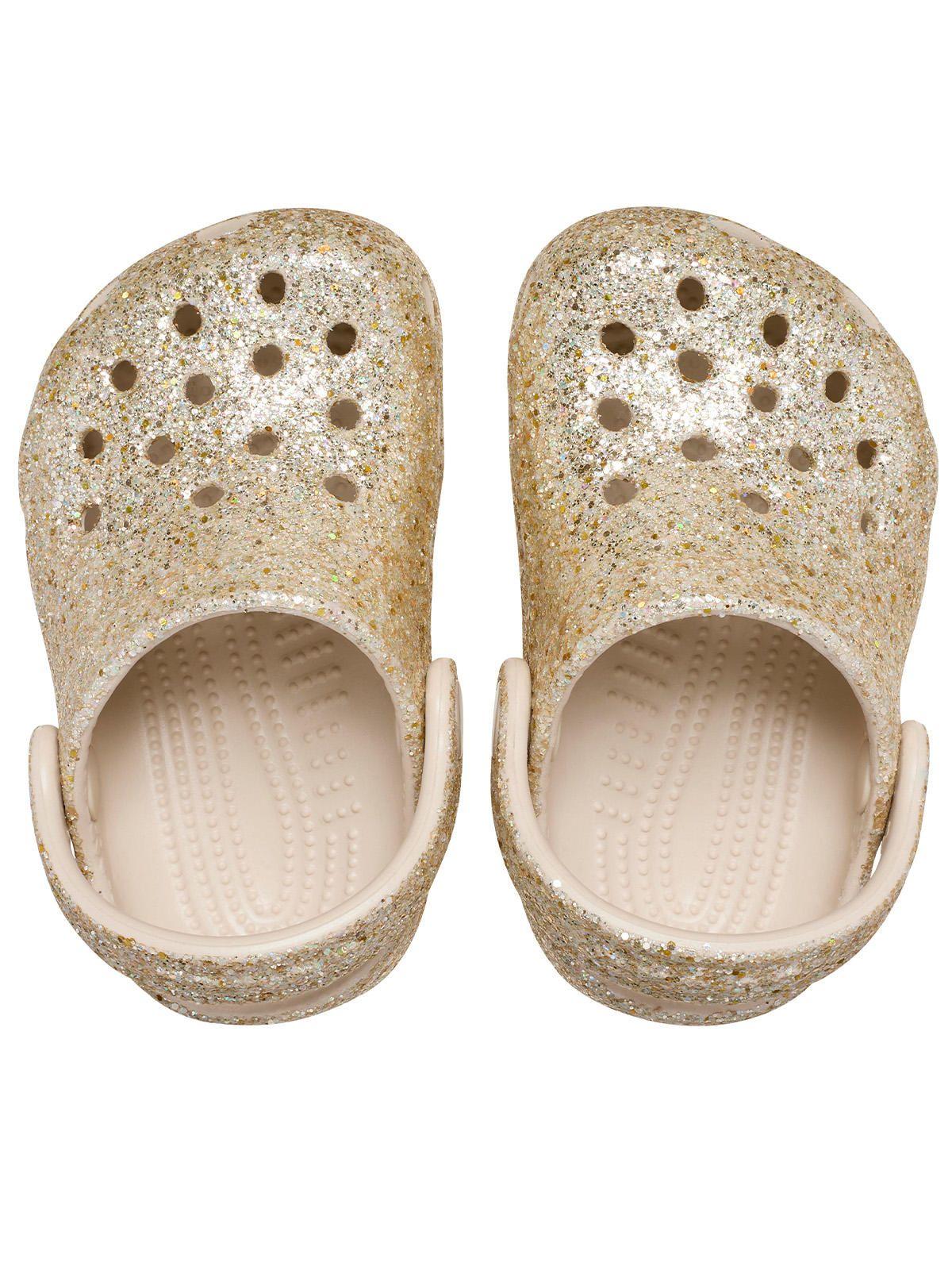 Zueco Bebés Recién Nacidos Glitter Dorado Crocs-3
