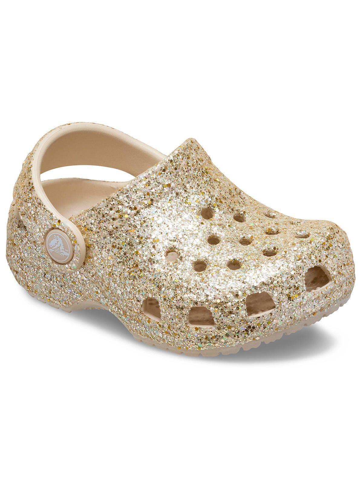 Zueco Bebés Recién Nacidos Glitter Dorado Crocs-1